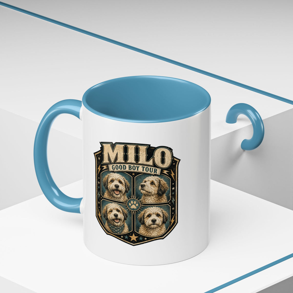 Milo Bailey Dog Dad Mom Milo 'Good Boy Tour' Accent Coffee Mug – Personalized Dog Lover Gift
