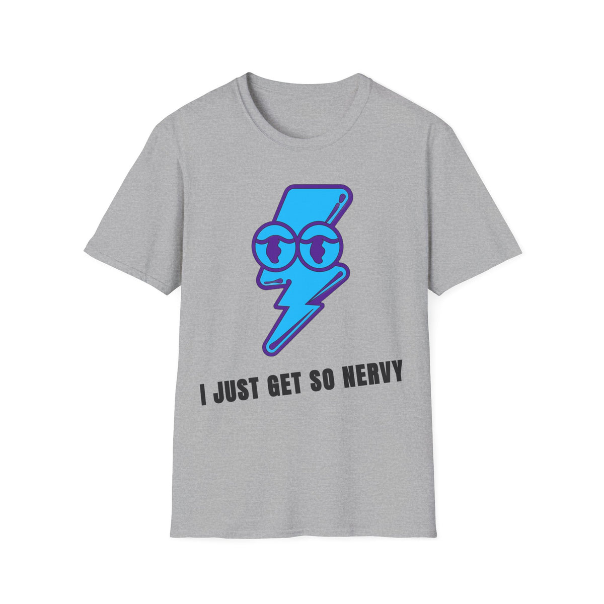 Graphic T-Shirt — 'I Just Get So Nervy' Blue Lightning Emoji Tee - Trending Now - September 2026