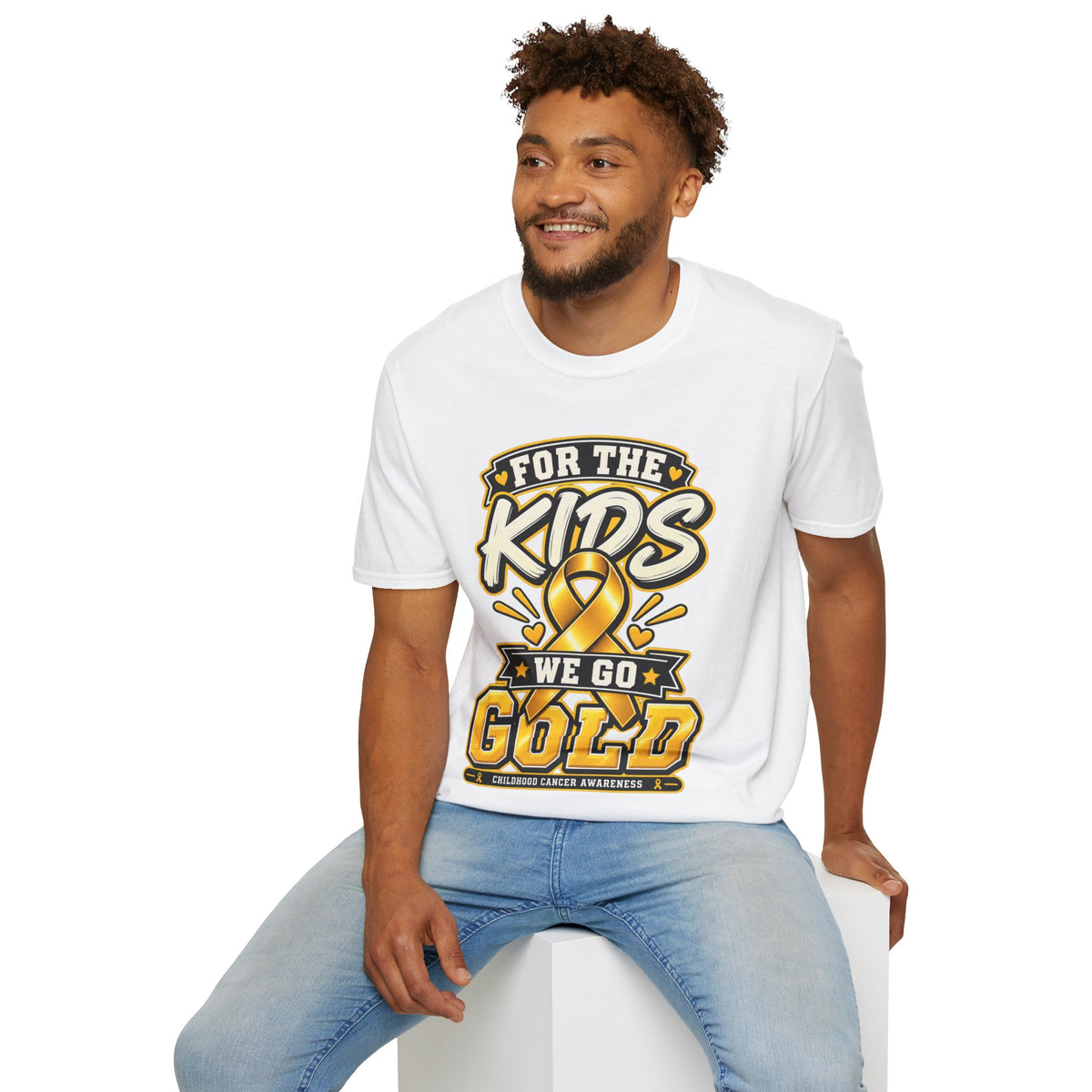 Kids Childhood Cancer Awareness T-Shirt — "For the Kids We Go Gold"