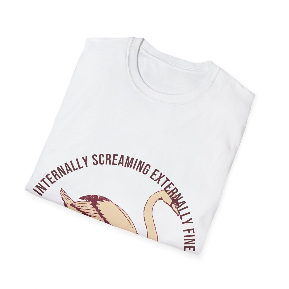 "Internally Screaming Externally Fine" Flamingo Graphic Tee - Funny Anxious Animal White T-Shirt - Trending Now - September 2026