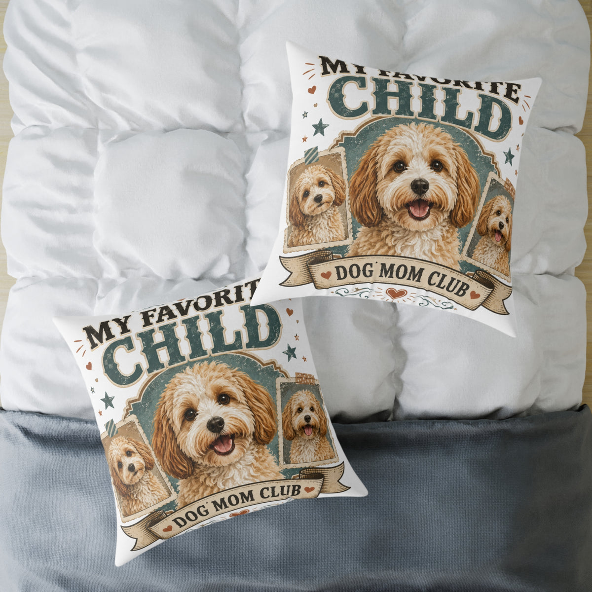 Dog Mom Club Pillow  Milo Bailey Dog Dad Mom— My Favorite Child Decorative Throw Pillow