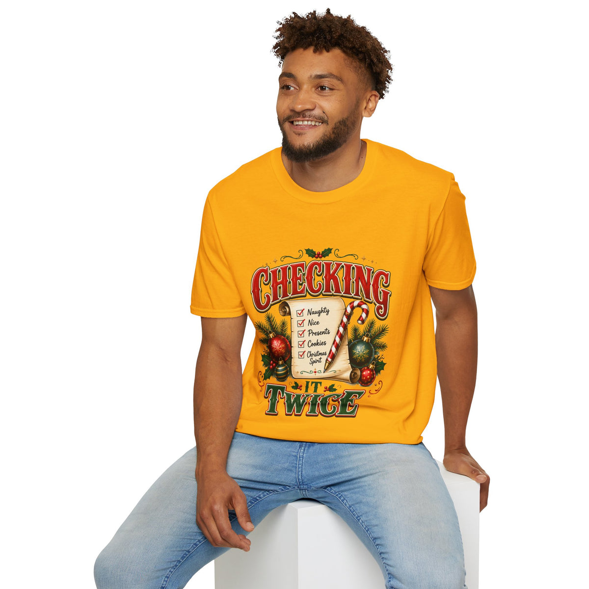 Checking It Twice Christmas T-Shirt — Naughty or Nice Holiday Tee