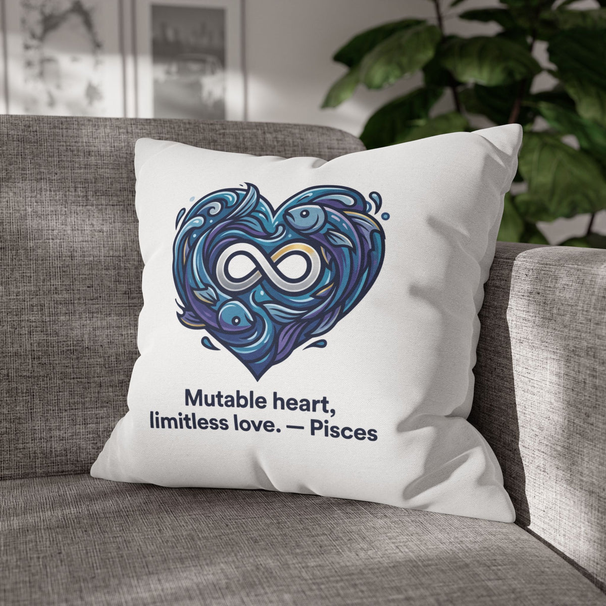 Pisces Infinity Heart Pillowcase — "Mutable heart, limitless love."