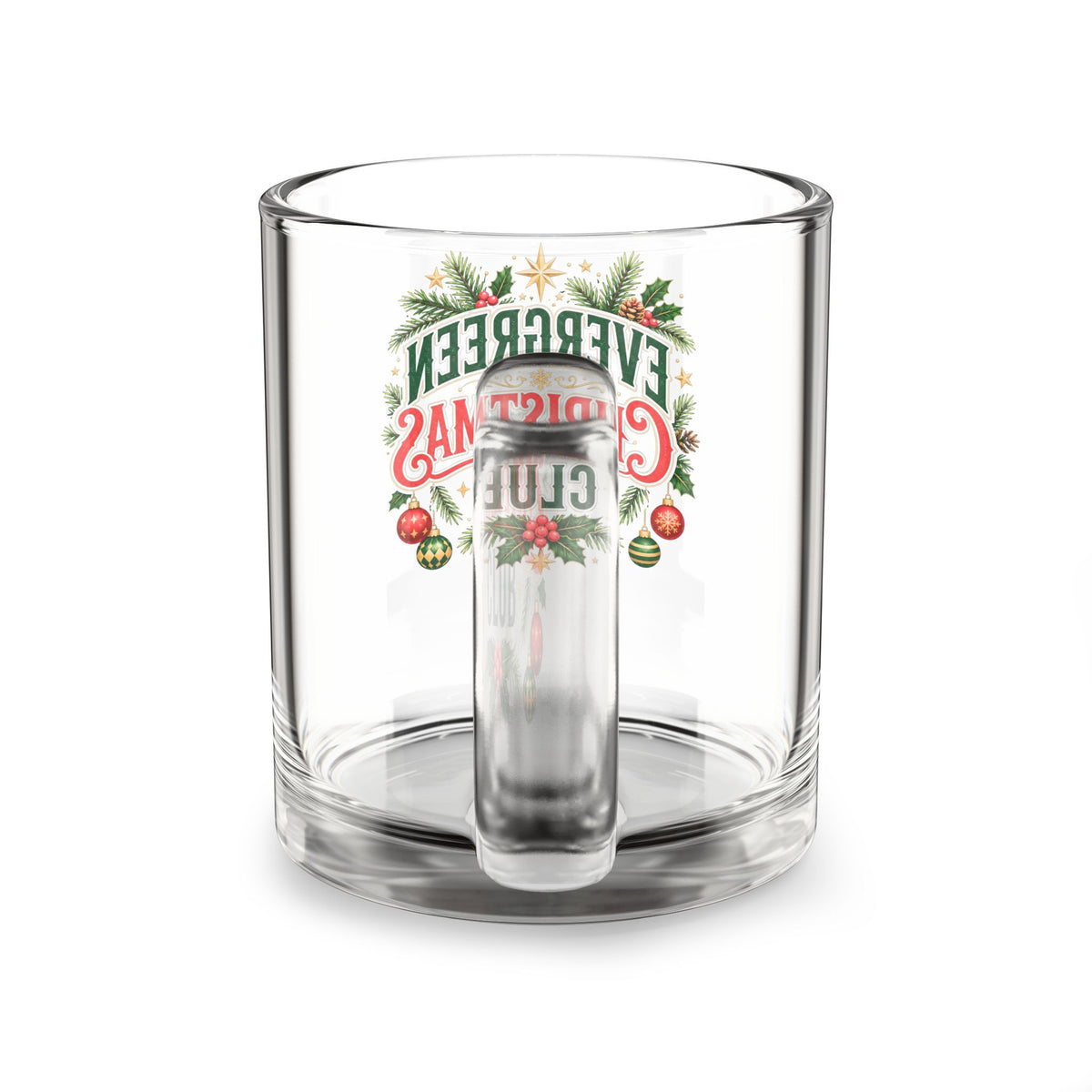 Christmas Glass Mug 10 oz Glass Mug — Evergreen Christmas Club 10oz Holiday Coffee Cup
