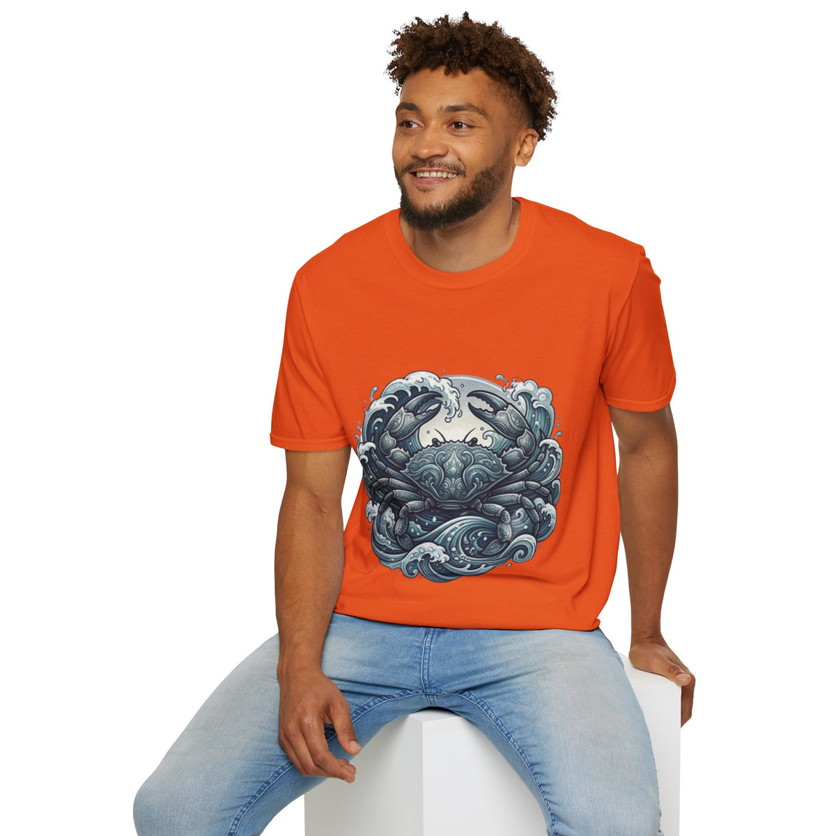 Crab and Waves Graphic T-Shirt — Coastal Oceanic Nautical Tee