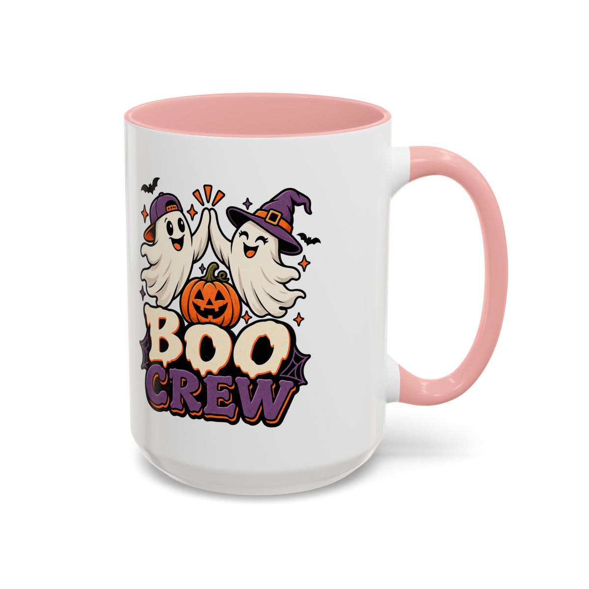 Boo Crew Halloween Accent Coffee Mug — Cute Ghosts & Jack-O'-Lantern Design (11/15 oz)