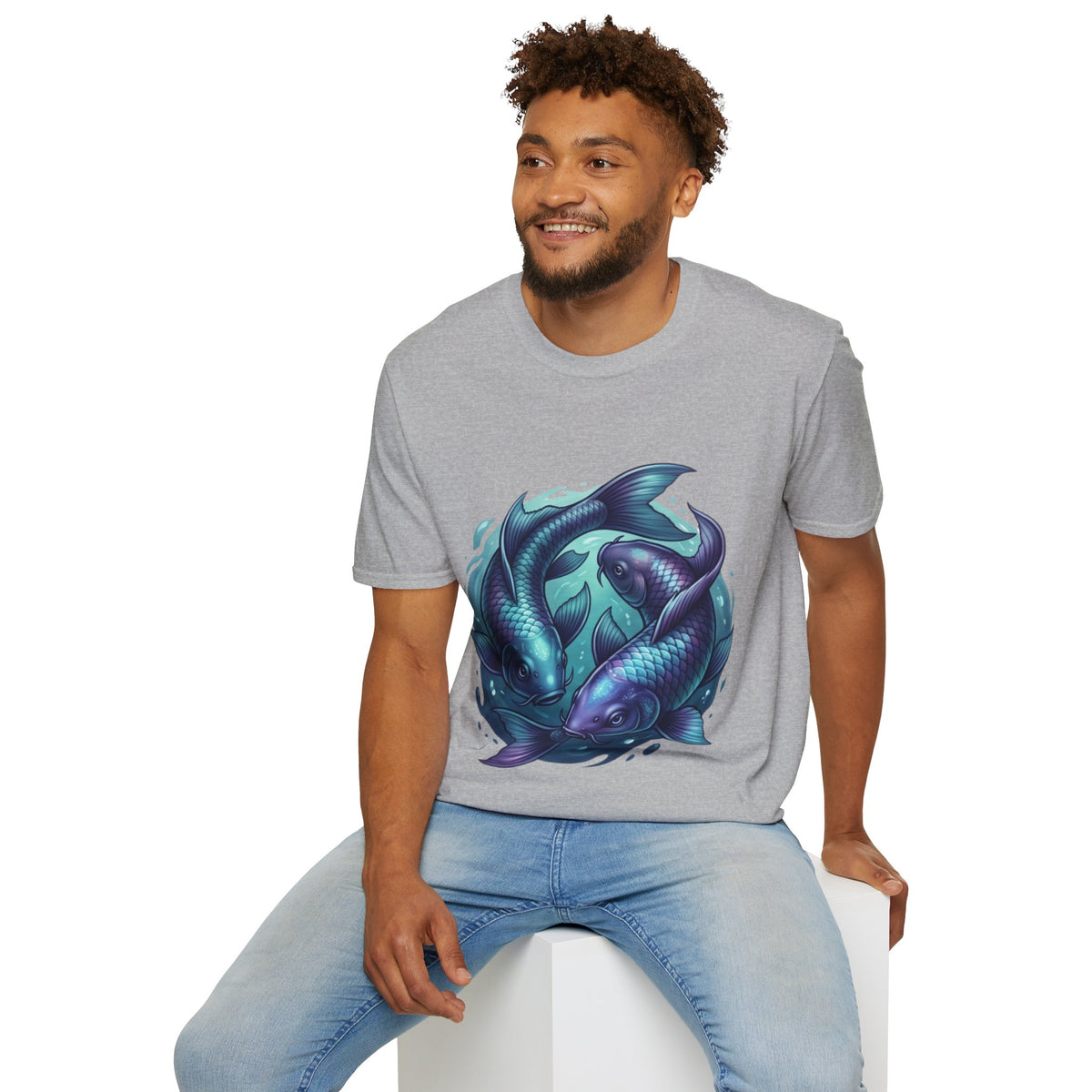 Koi Fish Circle T-Shirt — Artistic Yin Yang Aquatic Tee