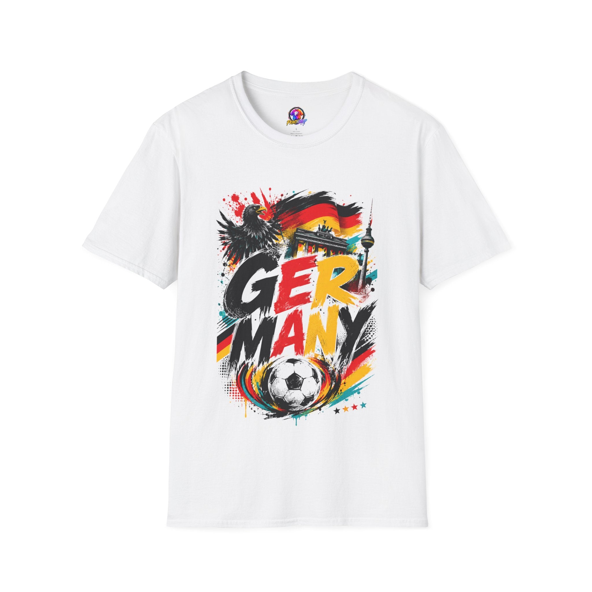 Germany Soccer Graphic T‑Shirt — Flag, Eagle & Brandenburger Tor Design