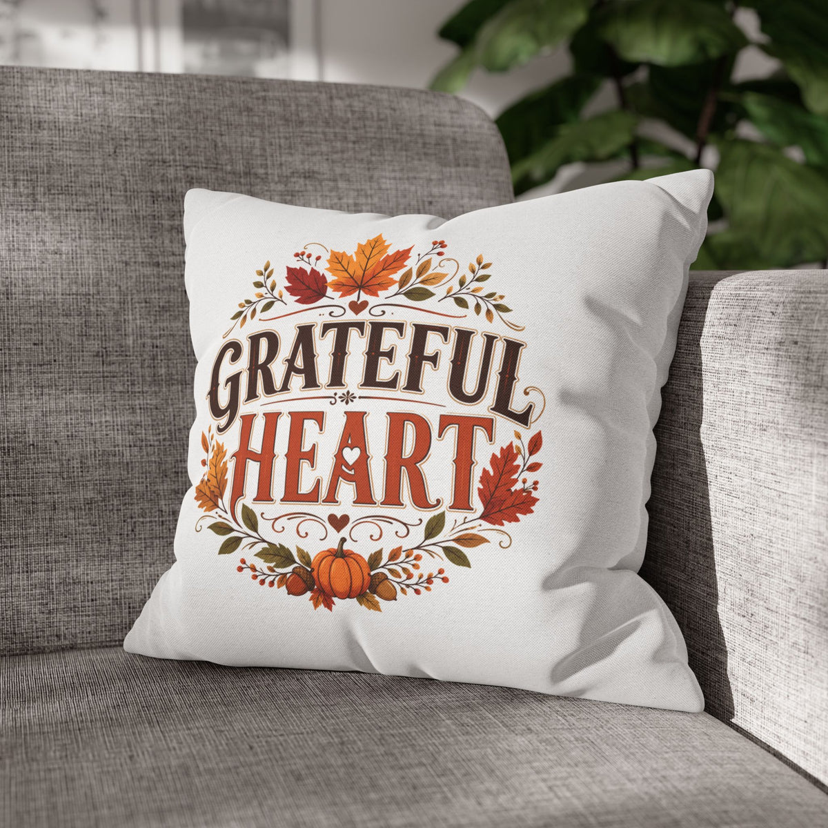 Thanksgiving Grateful Heart Fall Pillowcase - Thanksgiving Autumn Decorative Throw Cover