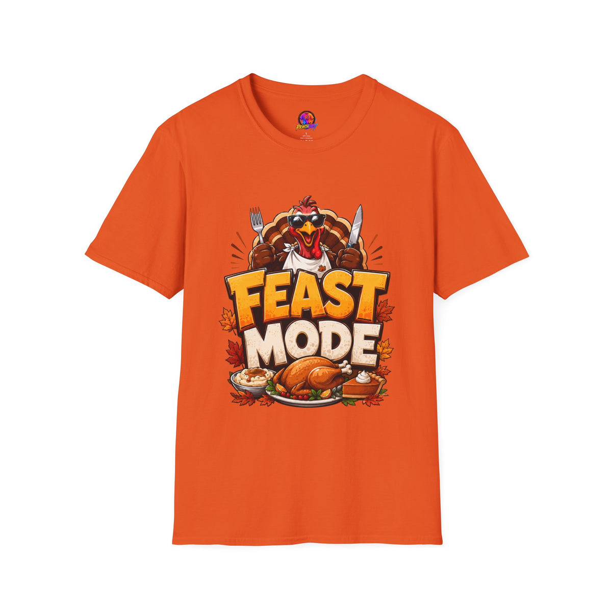 Thanksgiving T-Shirt Feast Mode T-Shirt — Funny Thanksgiving Turkey Graphic Tee