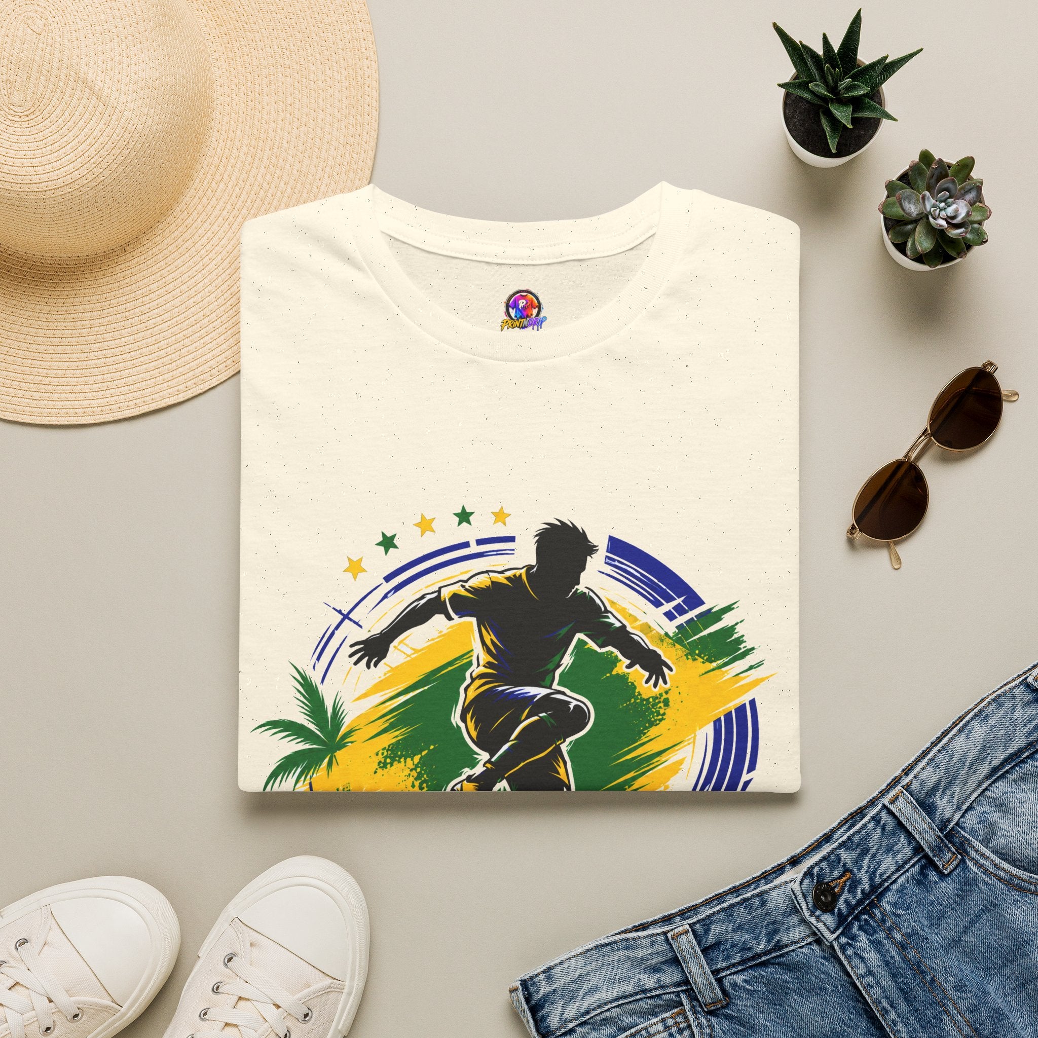 Brazil  Samba Strike Soccer T-Shirt — Brazilian Football Player Graphic Tee