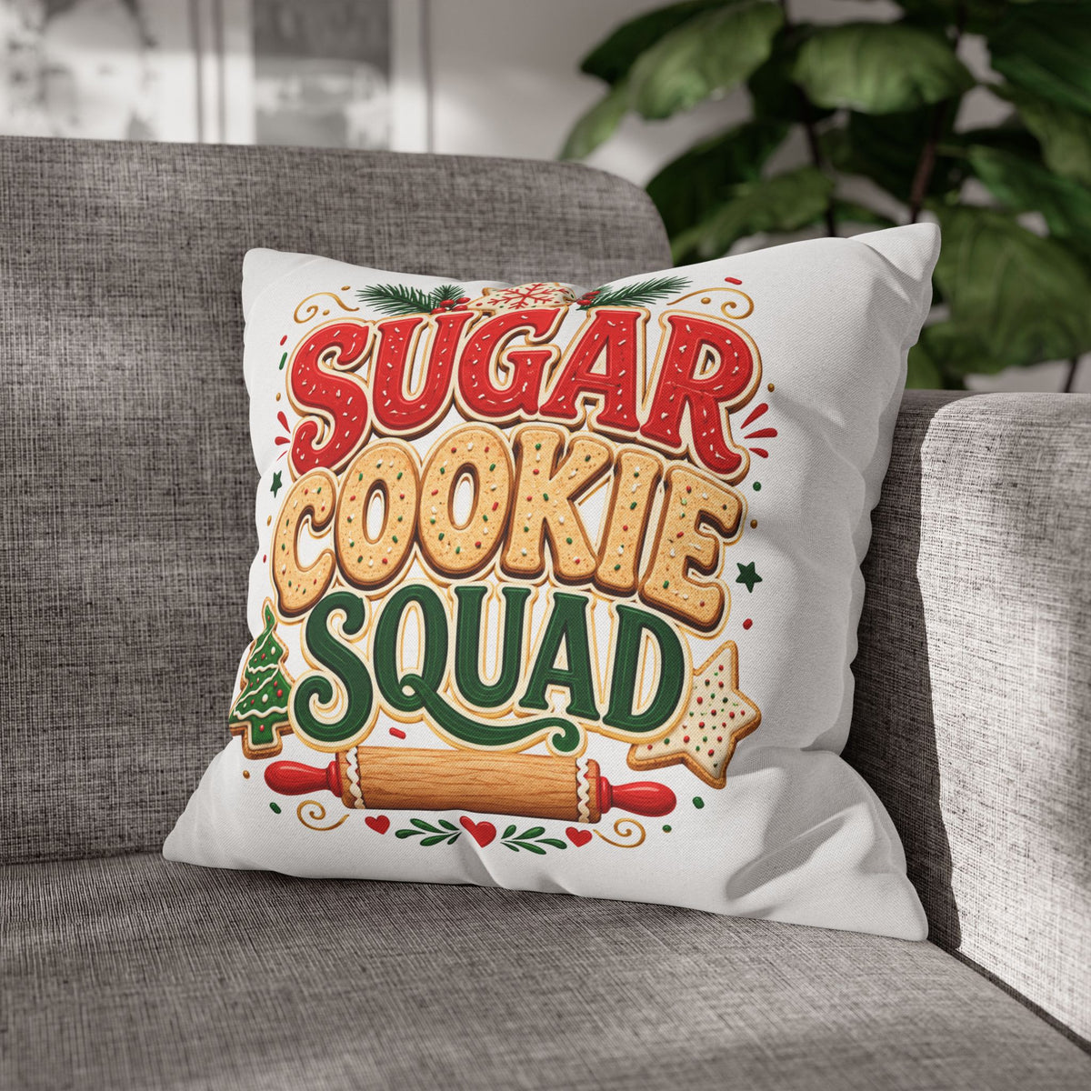 Christmas Sugar Cookie Squad Pillowcase – Festive Christmas Baking Decorative Throw Pillowcase