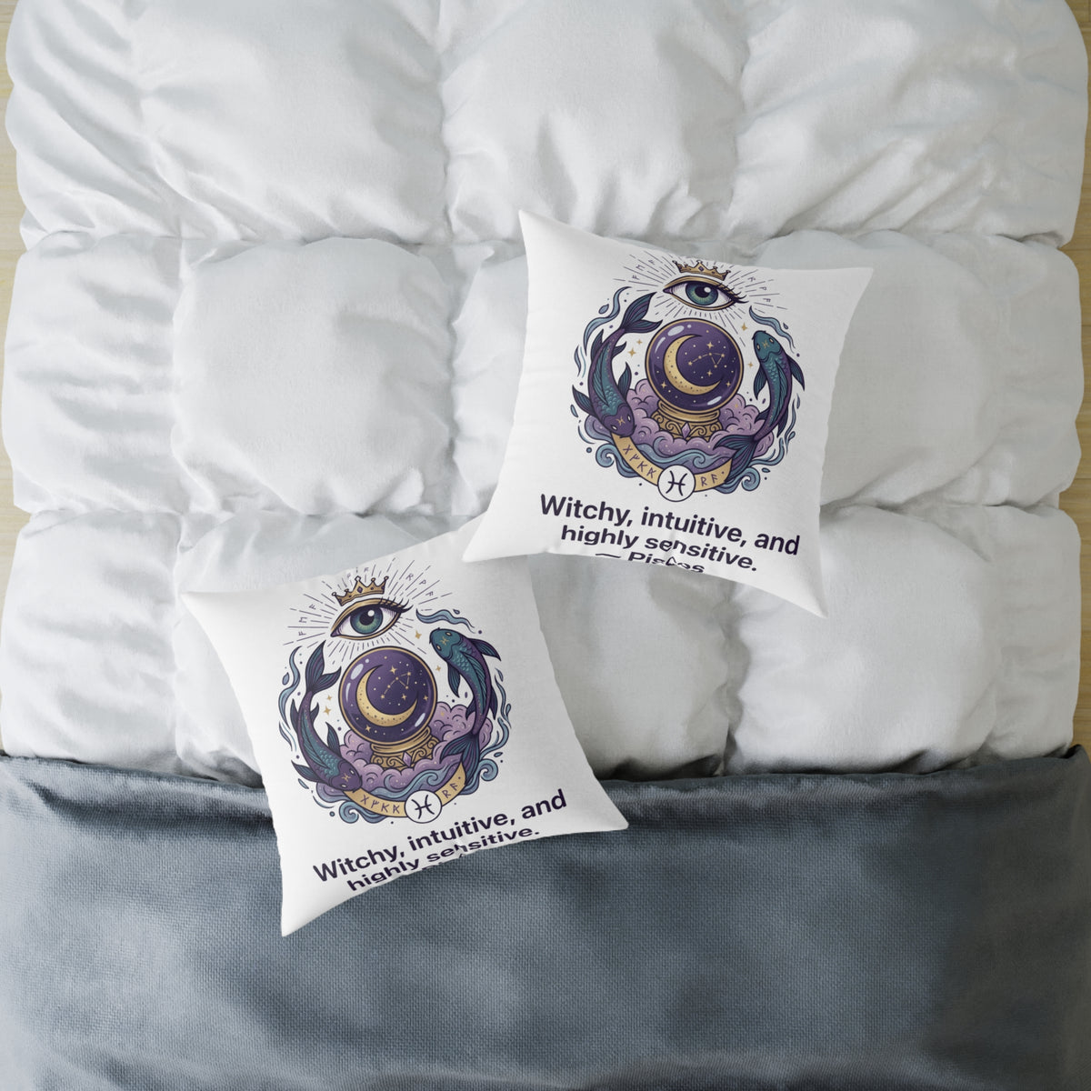 Pisces Zodiac Highly Sensitive And Intuitive Square Poly Canvas Pillow