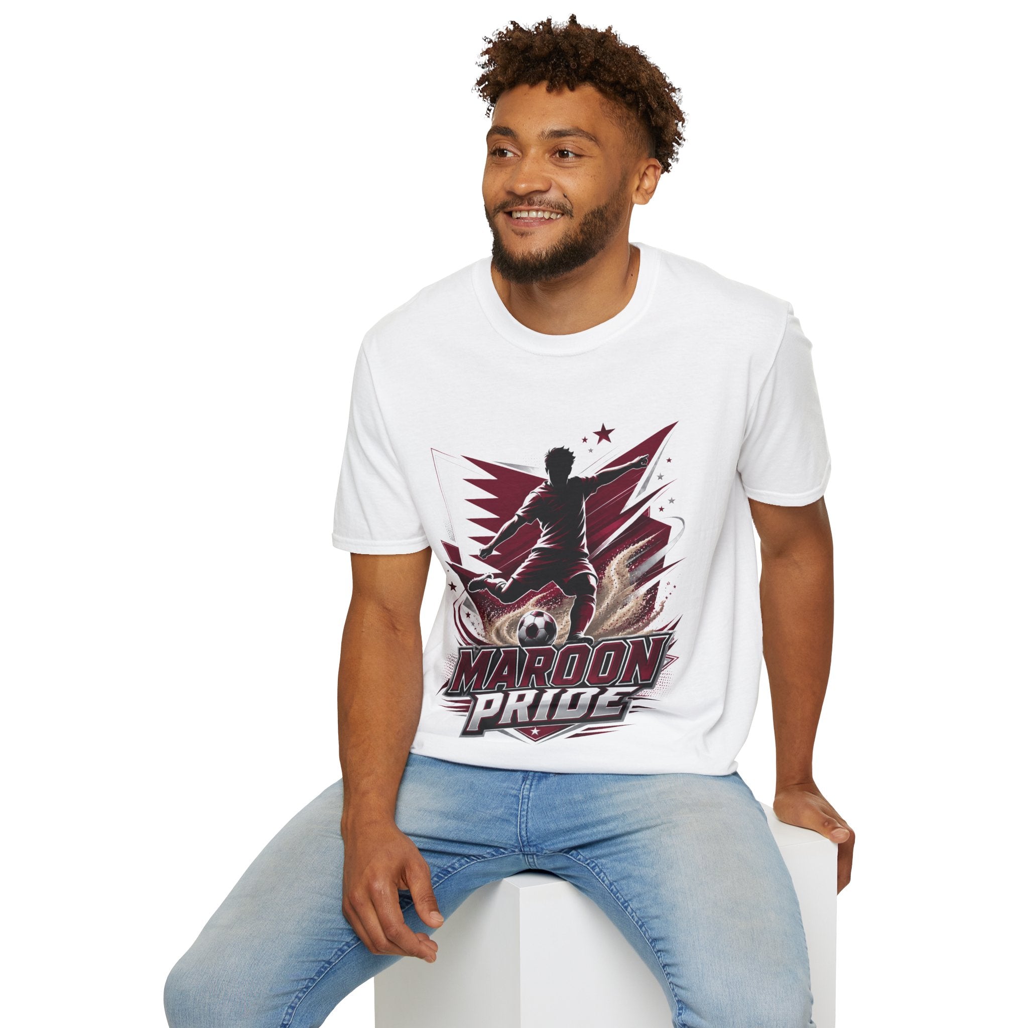 Qatar Maroon Pride Soccer T-Shirt — Silhouette Player Graphic Tee
