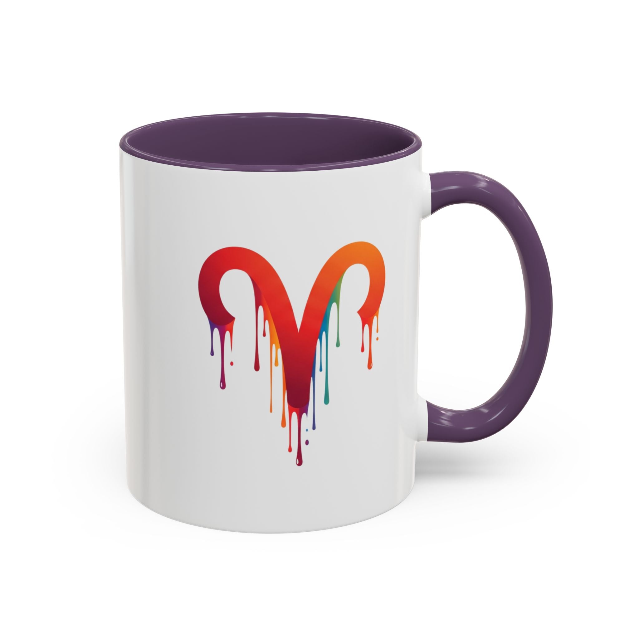 Rainbow Drip Heart Coffee Mug — Colorful Art Accent Mug