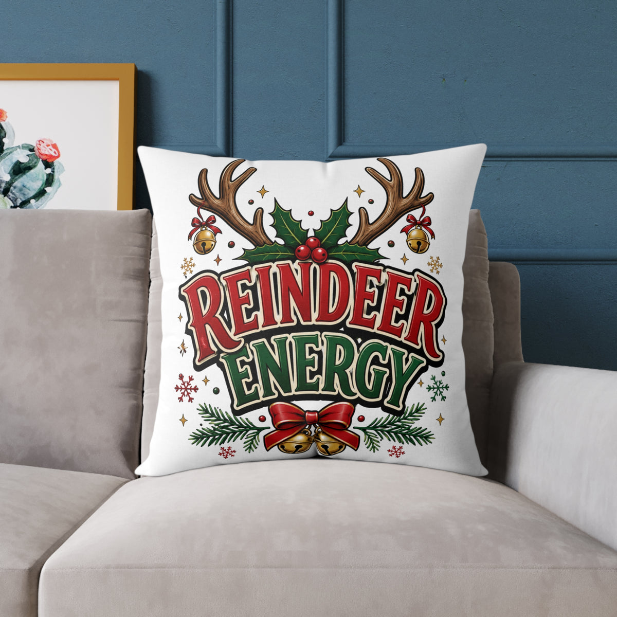 Reindeer Energy Christmas Throw Pillow