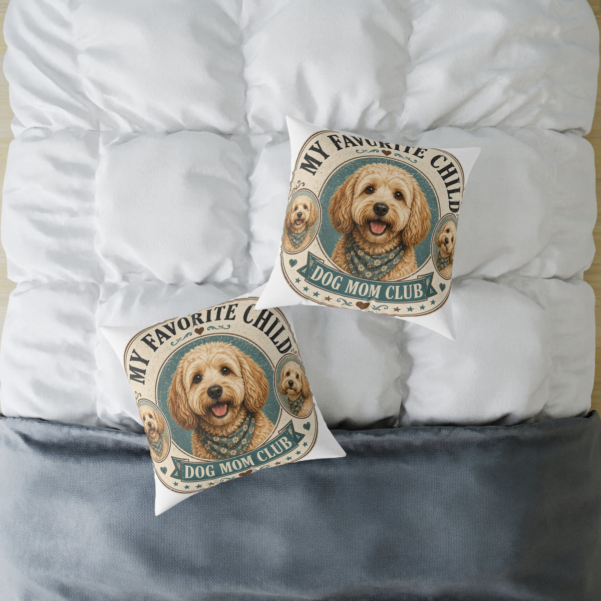 Milo Bailey Dog Dad Mom Square Pillow - "My Favorite Child" Dog Mom Club Decorative Throw Pillow