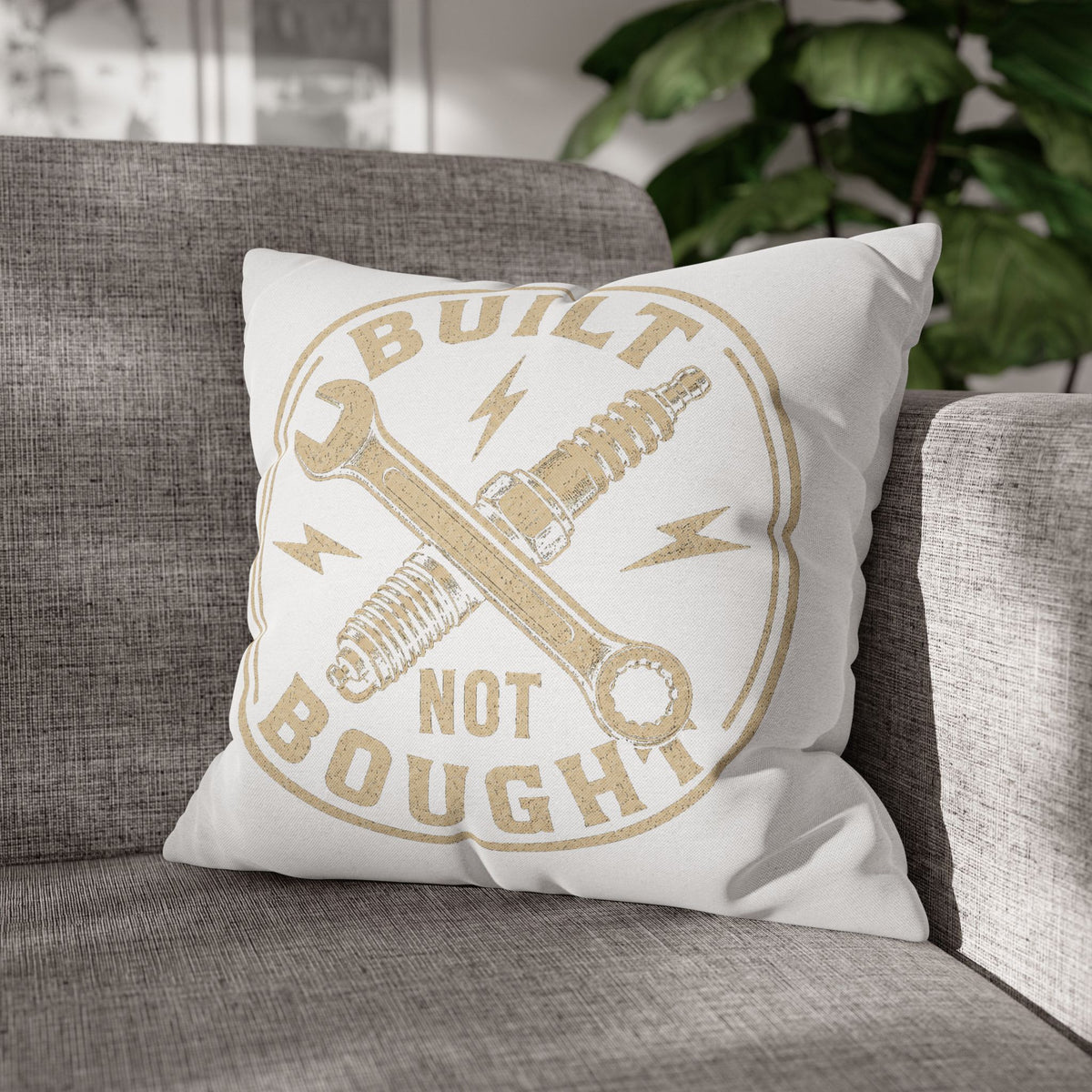 Built Not Bought Garage Milo Bailey Dog Dad Mom Pillowcase — Mechanic Tool Spark Plug Accent Pillowcase