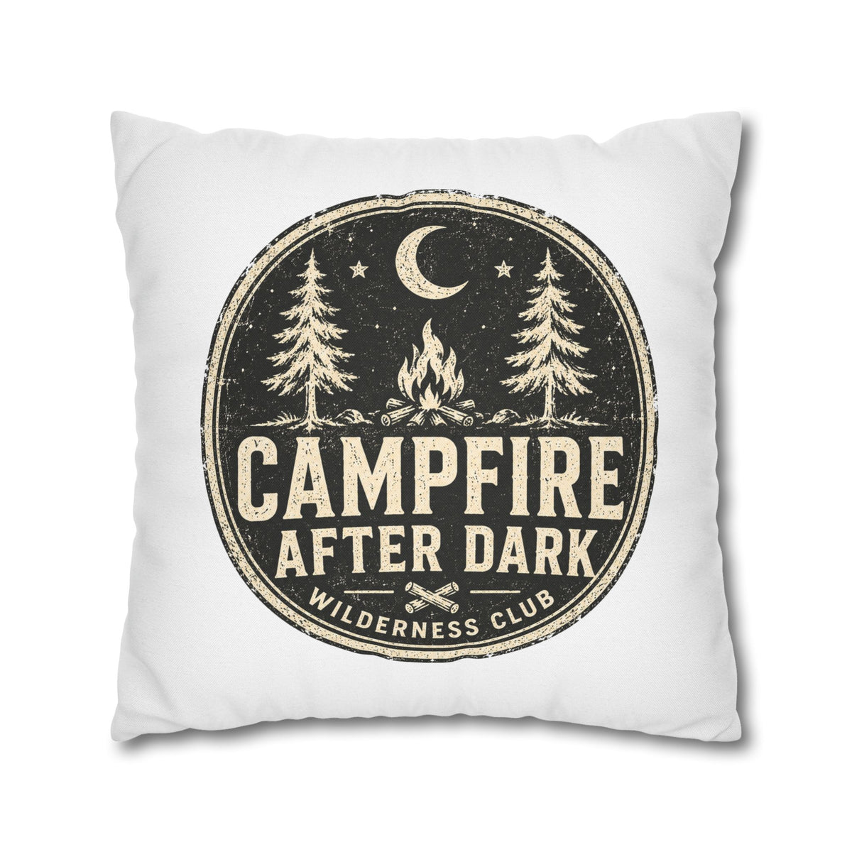 Campfire After Dark Decorative Pillowcase Milo Bailey Dog Dad Mom — Wilderness Camping Accent