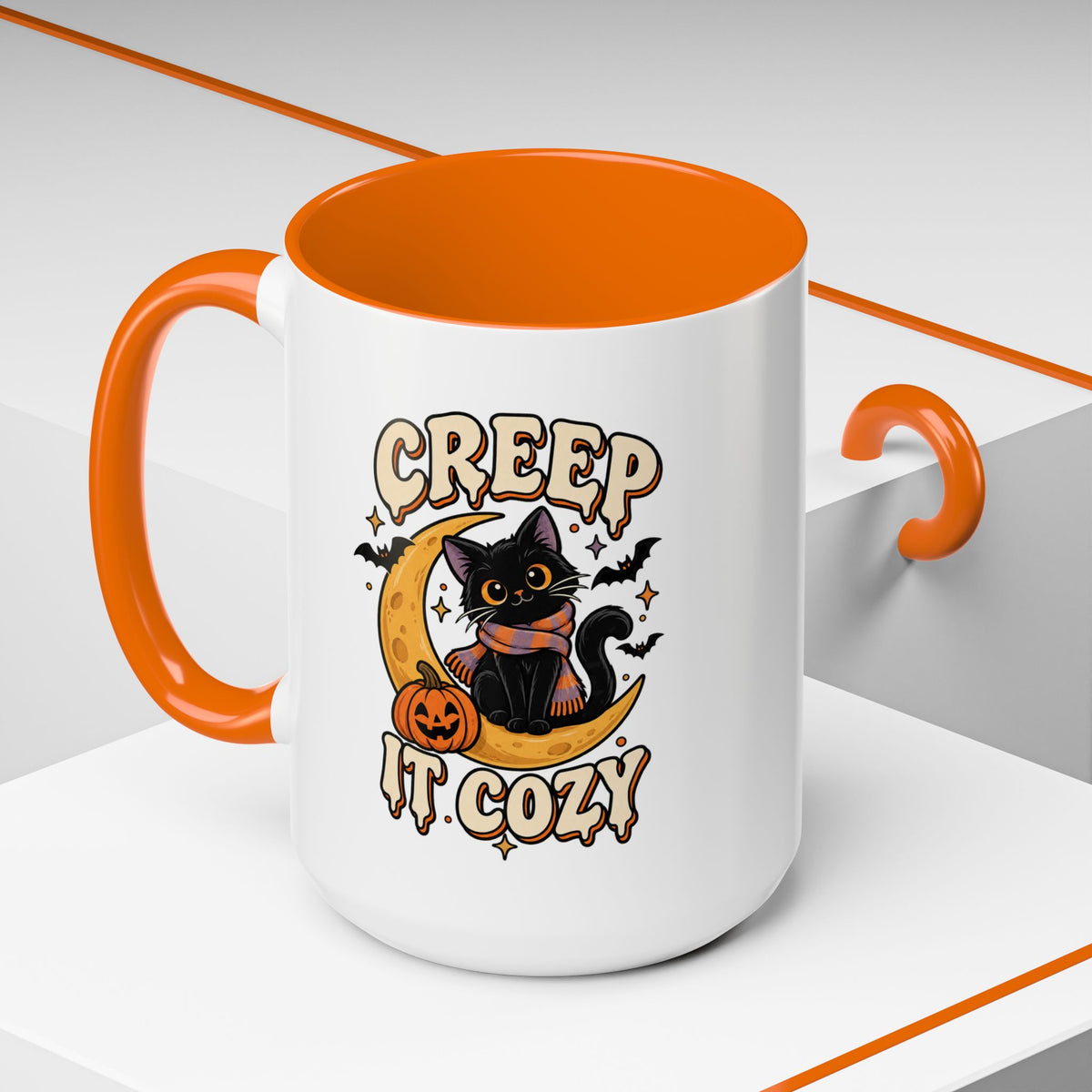 Creepy It Cozy Black Cat Halloween Accent Coffee Mug (11/15oz)
