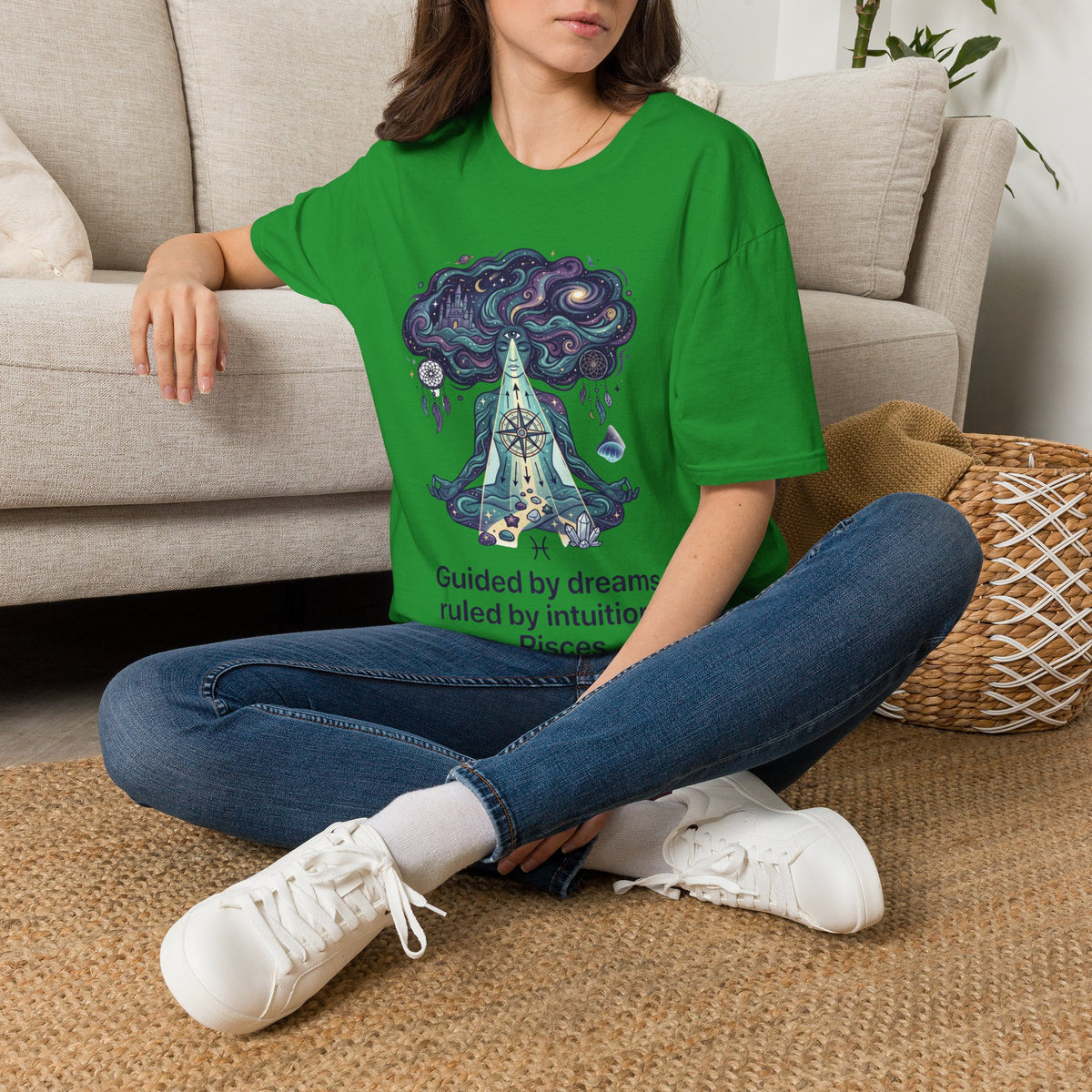 Pisces Zodiac Meditative Pisces T‑Shirt — 'Guided by dreams, ruled by intuition' Zodiac Tee
