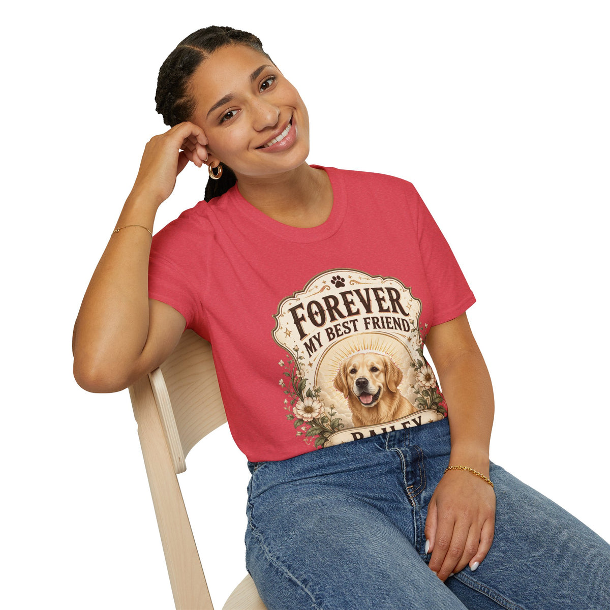 Dog Memorial T-Shirt — "Forever My Best Friend" Personalized Pet Tribute Tee