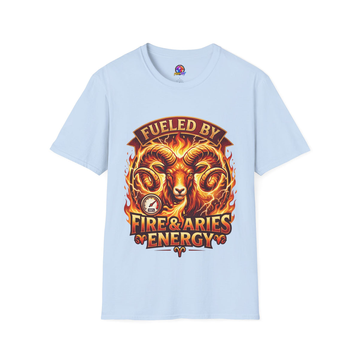 Aries Zodiac Fueled By Fire & Aries Energy T-Shirt — Zodiac Ram Graphic Tee