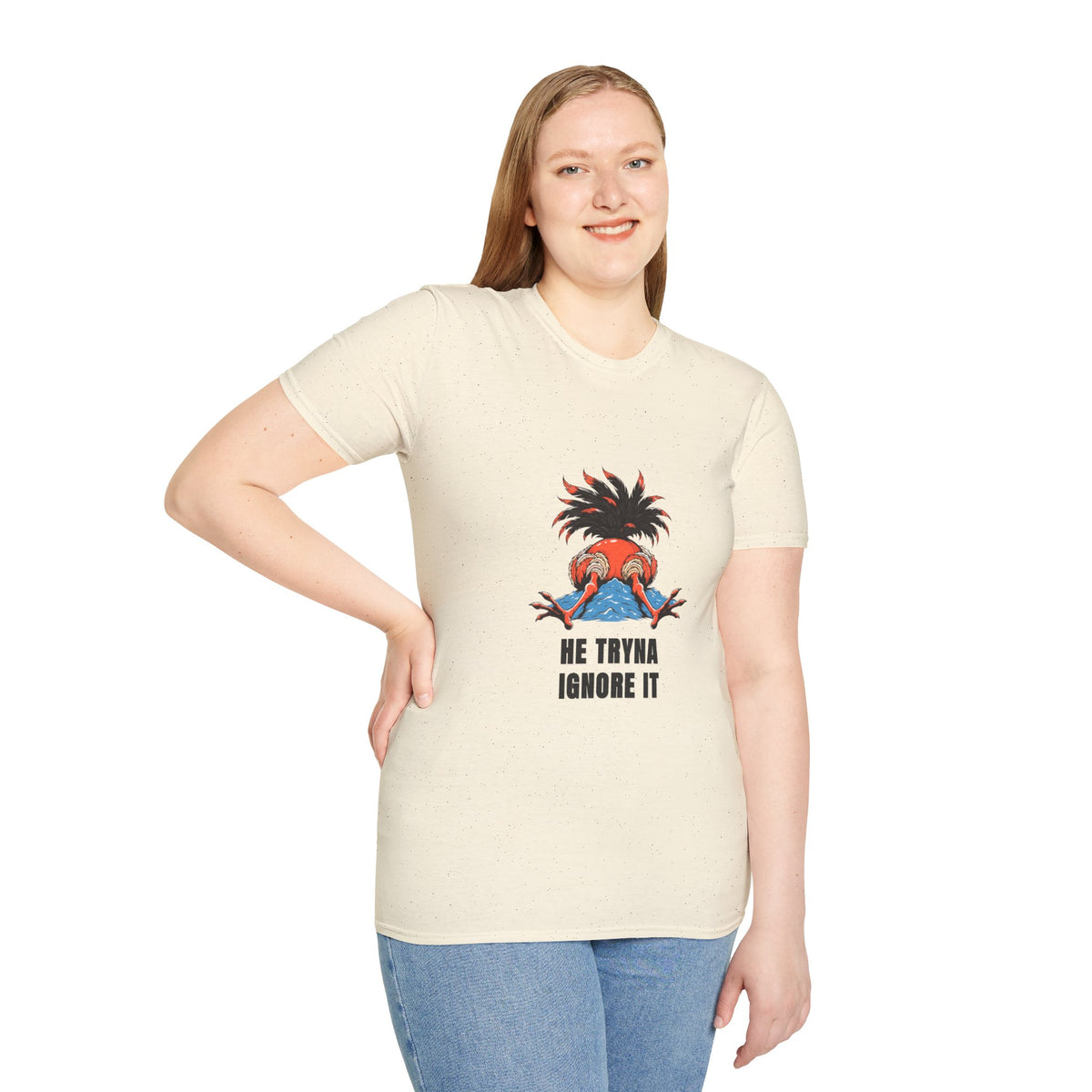 Graphic T-Shirt — 'He Tryna Ignore It' Funny Crab Illustration Tee - Trending Now - August 2026