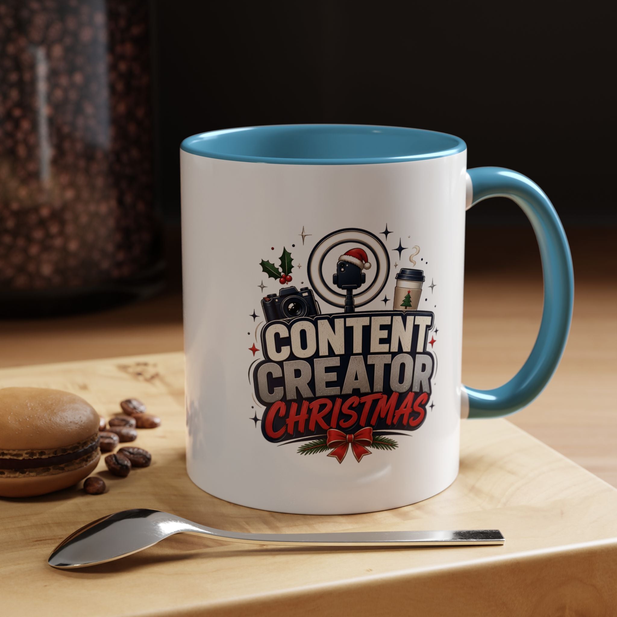 Modern Day Christmas Content Creator Christmas Accent Coffee Mug — Holiday Social Media Gifts (11/15oz)