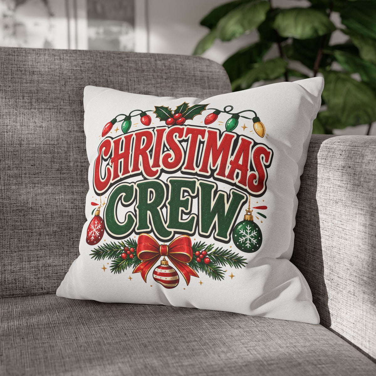Christmas Crew Holiday Throw Pillowcase — Festive Decorative Cushion Cover