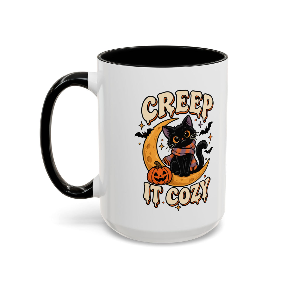 Creepy It Cozy Black Cat Halloween Accent Coffee Mug (11/15oz)