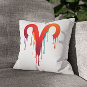 Aries Rainbow Drip Heart Pillowcase — Colorful Melting Heart Decorative Pillow