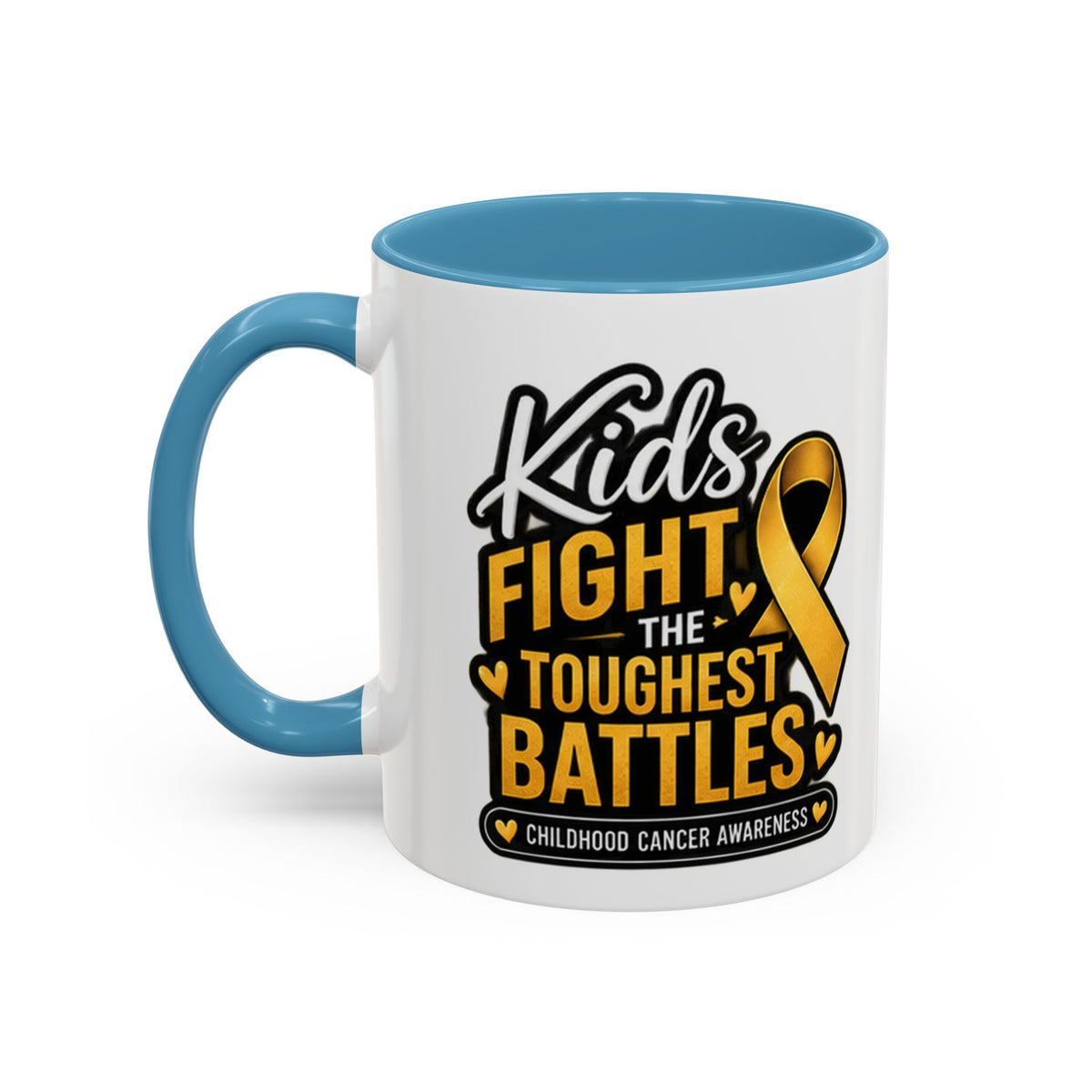 Childhood Cancer Awareness Accent Coffee Mug - "Kids Fight the Toughest Battles" (11/15oz)