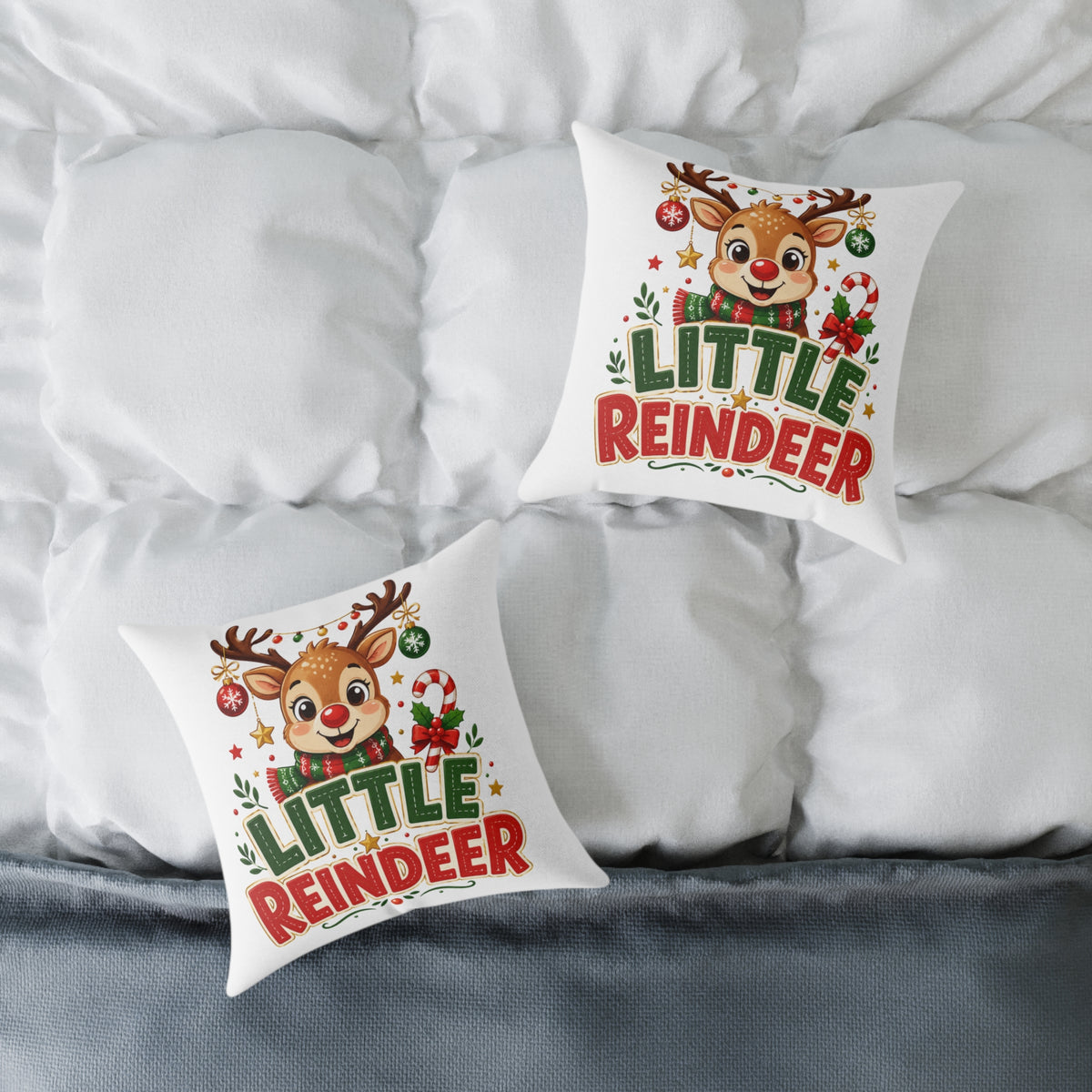 Little Reindeer Christmas Throw Pillow - Cute Kids Holiday Decor
