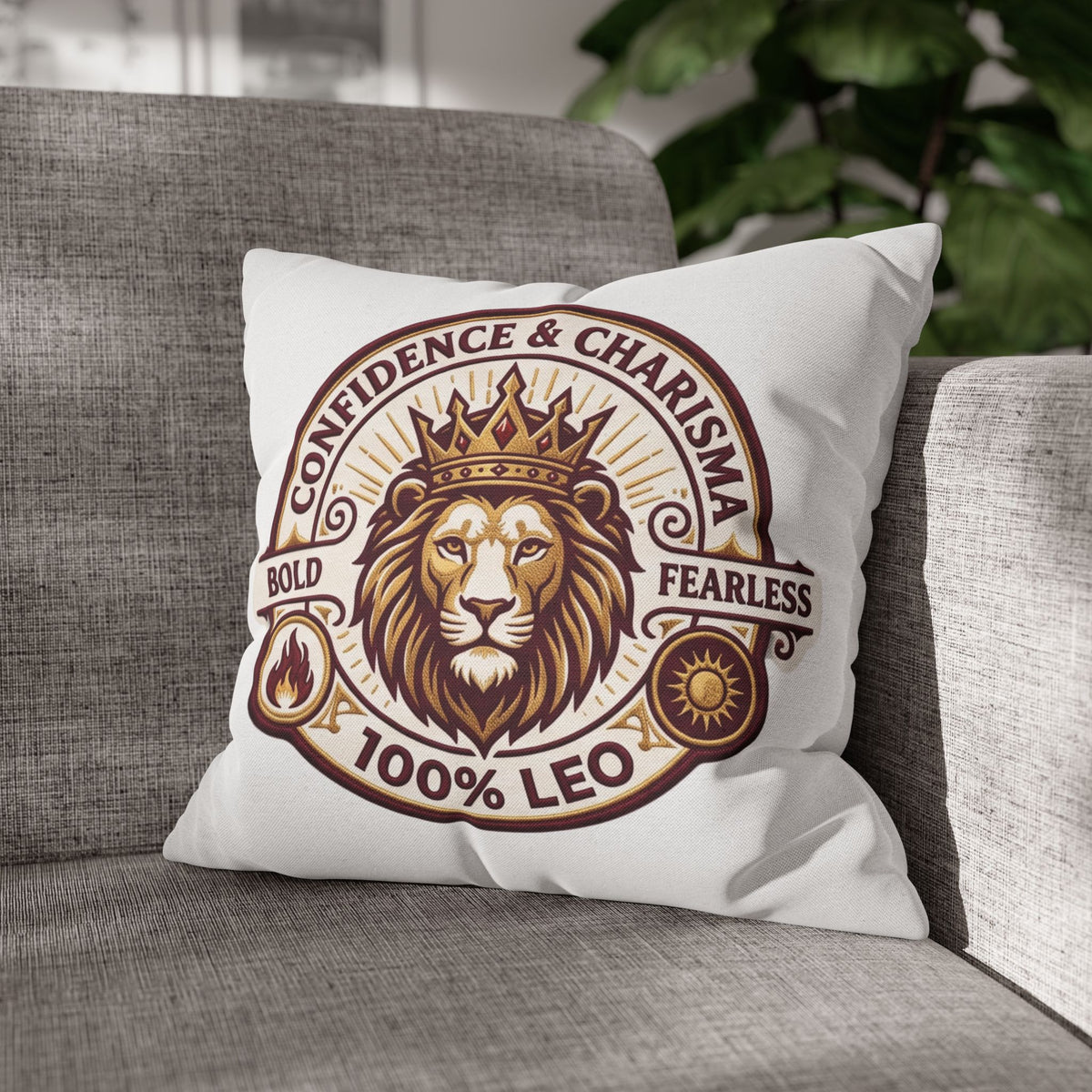 Leo Zodiac Confidence And Charisma Spun Polyester Square Pillowcase