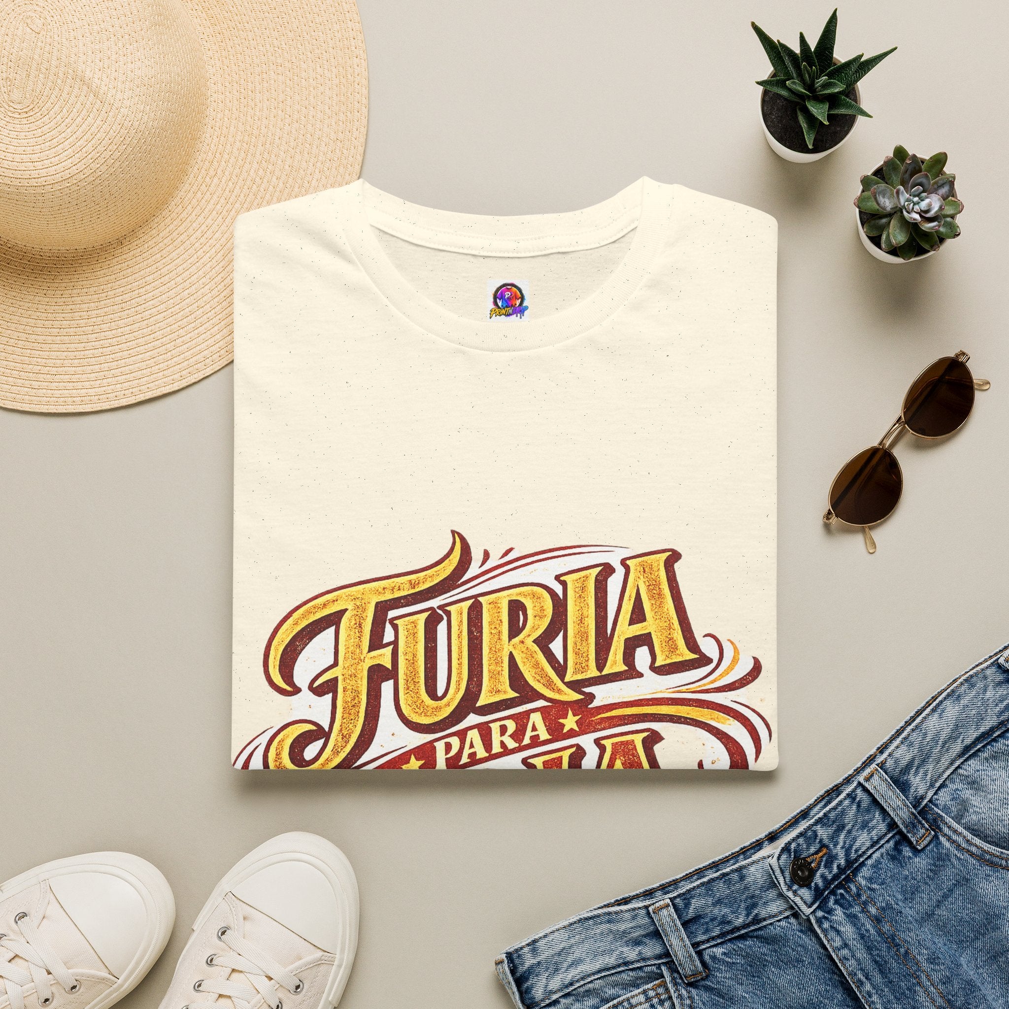 Spain Furia Para Roja Graphic T-Shirt — Bold Spanish Script Tee for Fans & Celebrations