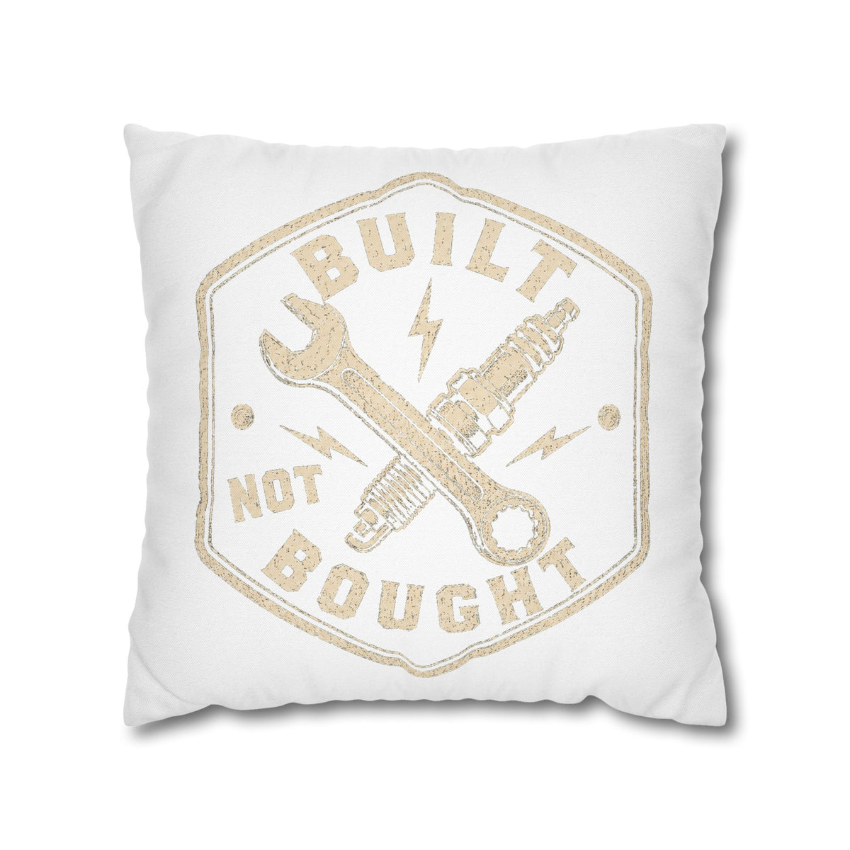 Built Not Bought Decorative Pillowcase –Milo Bailey Dog Dad Mom  Mechanic Wrench & Spark Plug Accent Cushion Cover