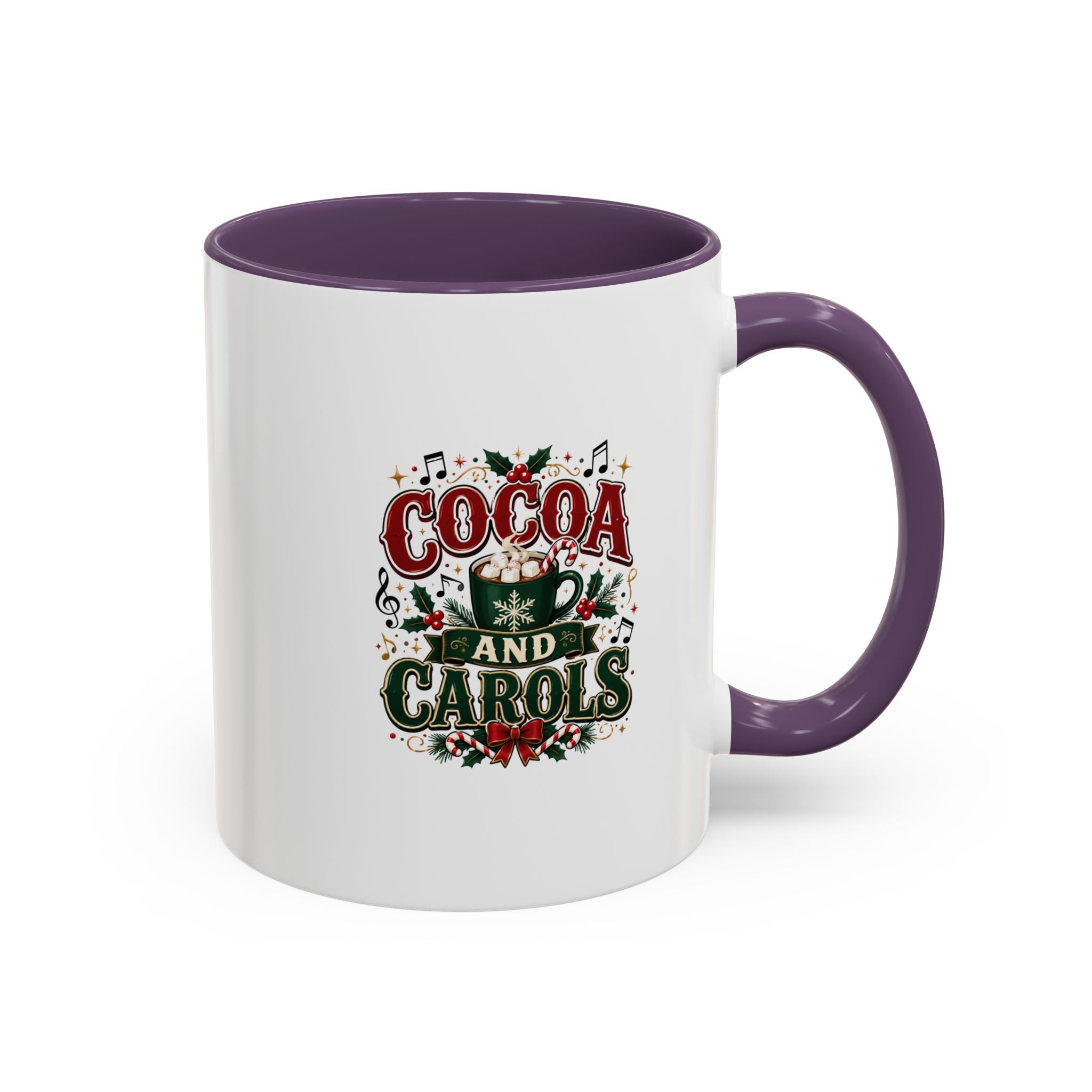 Cocoa and Carols Accent Coffee Mug — Holiday Christmas Cocoa Mug