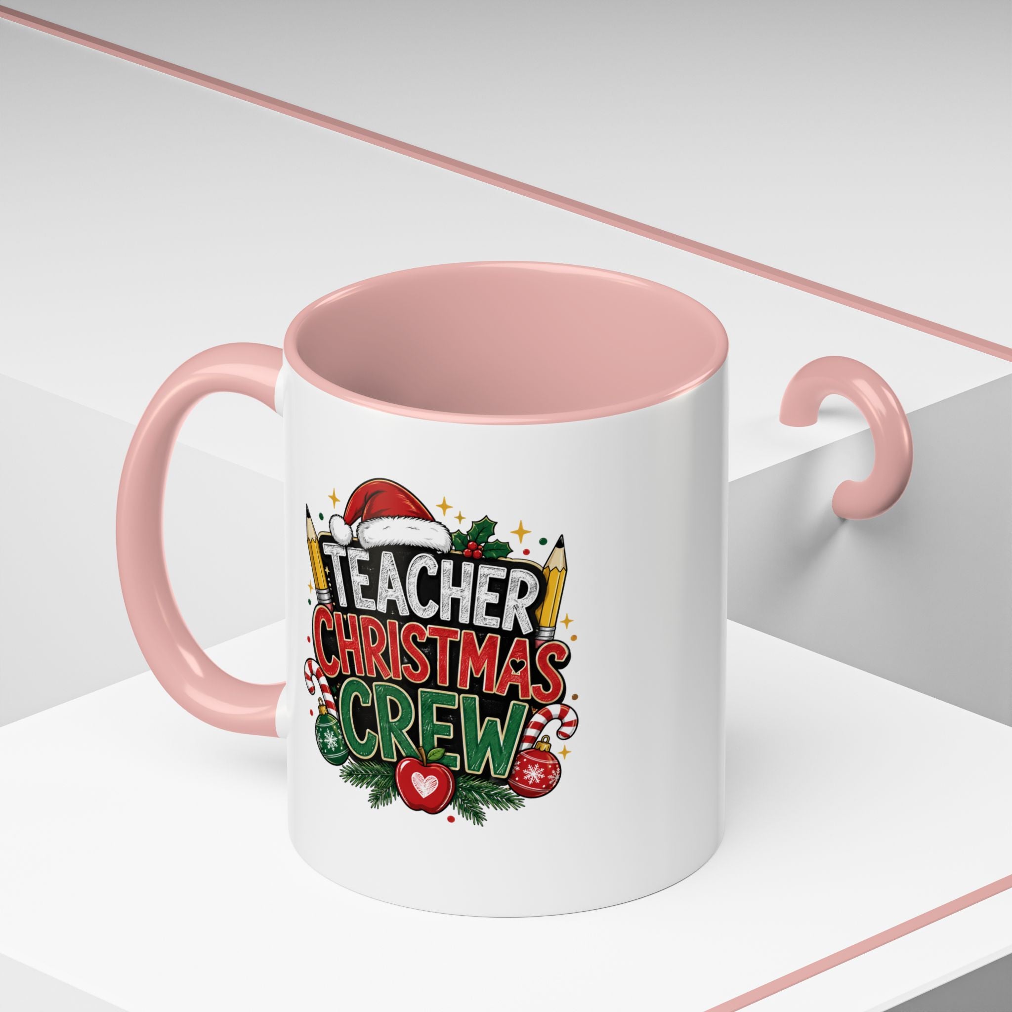 Teacher Christmas Crew Accent Coffee Mug – Holiday Teacher Gift