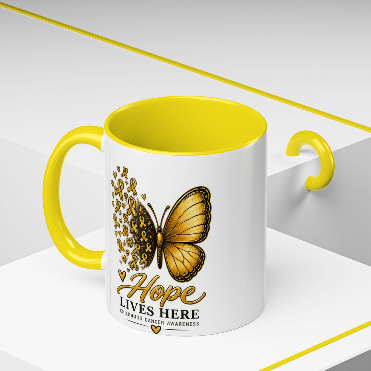 Hope Lives Here Childhood Cancer Awareness Accent Coffee Mug