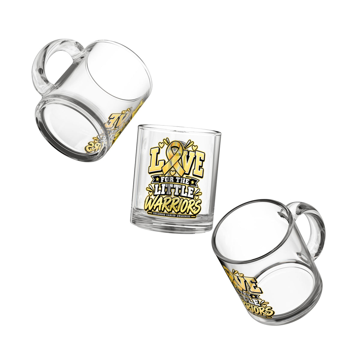 Love for the Little Warriors Childhood Cancer Awareness Glass Mug