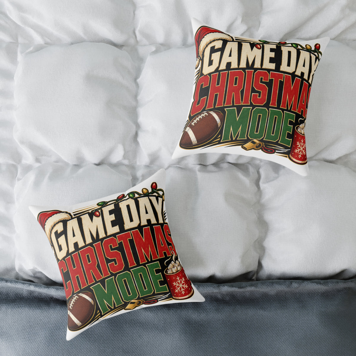 Modern Day Christmas Game Day Christmas Mode Square Poly Canvas Pillow