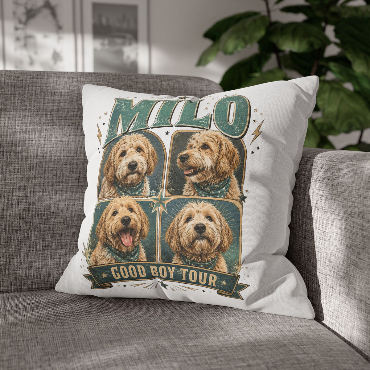 Milo "Good Boy Tour" Dog Photo Pillowcase Milo Bailey Dog Dad Mom