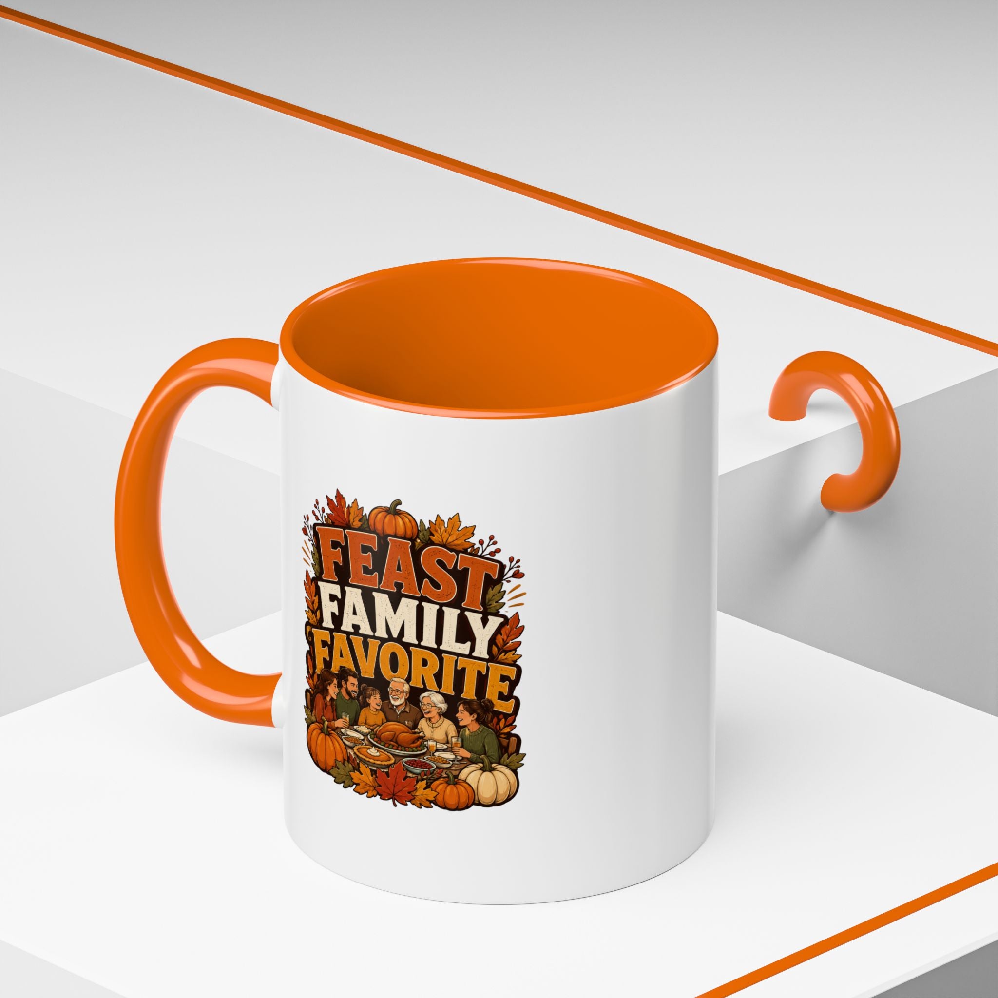 Thanksgiving Mug Feast Family Favorite Coffee Mug — Thanksgiving Pumpkin Autumn Design