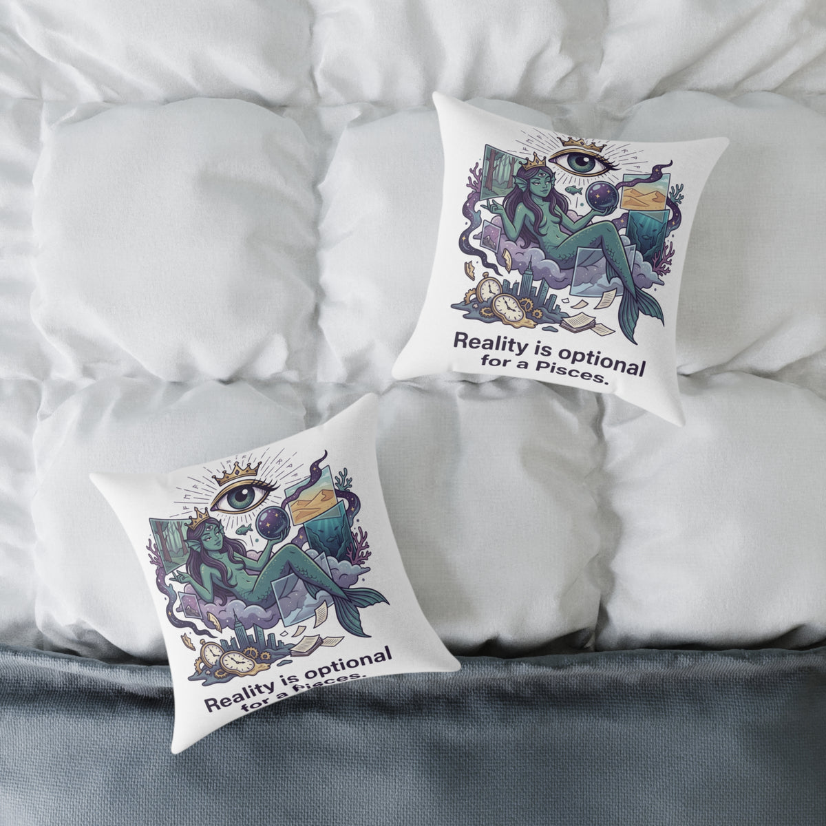 Pisces Zodiac Reality Is Optional Square Poly Canvas Pillow