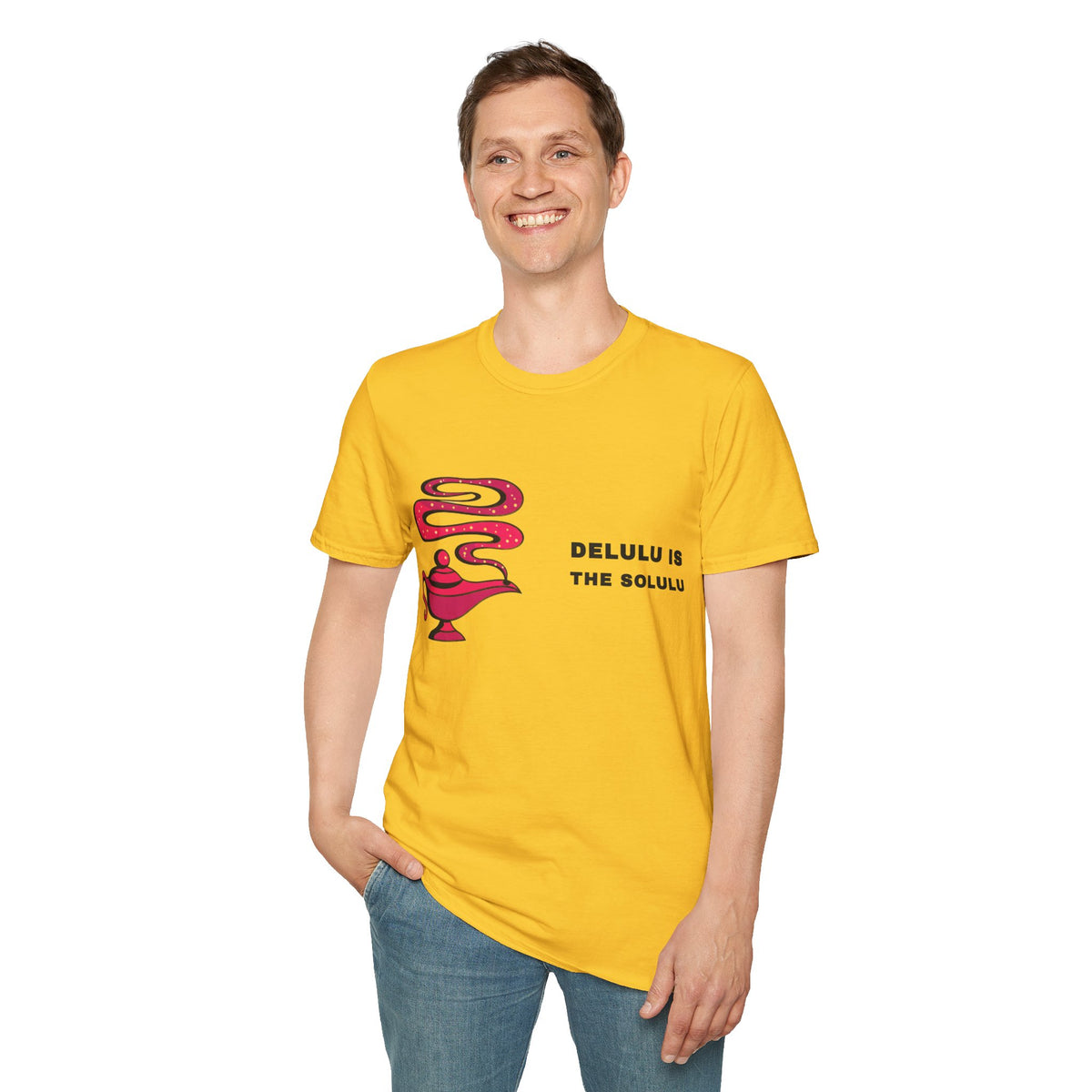 Genie Lamp Graphic T-Shirt — 'Delulu' Vaporwave Snake Design - Trending Now - September 2026