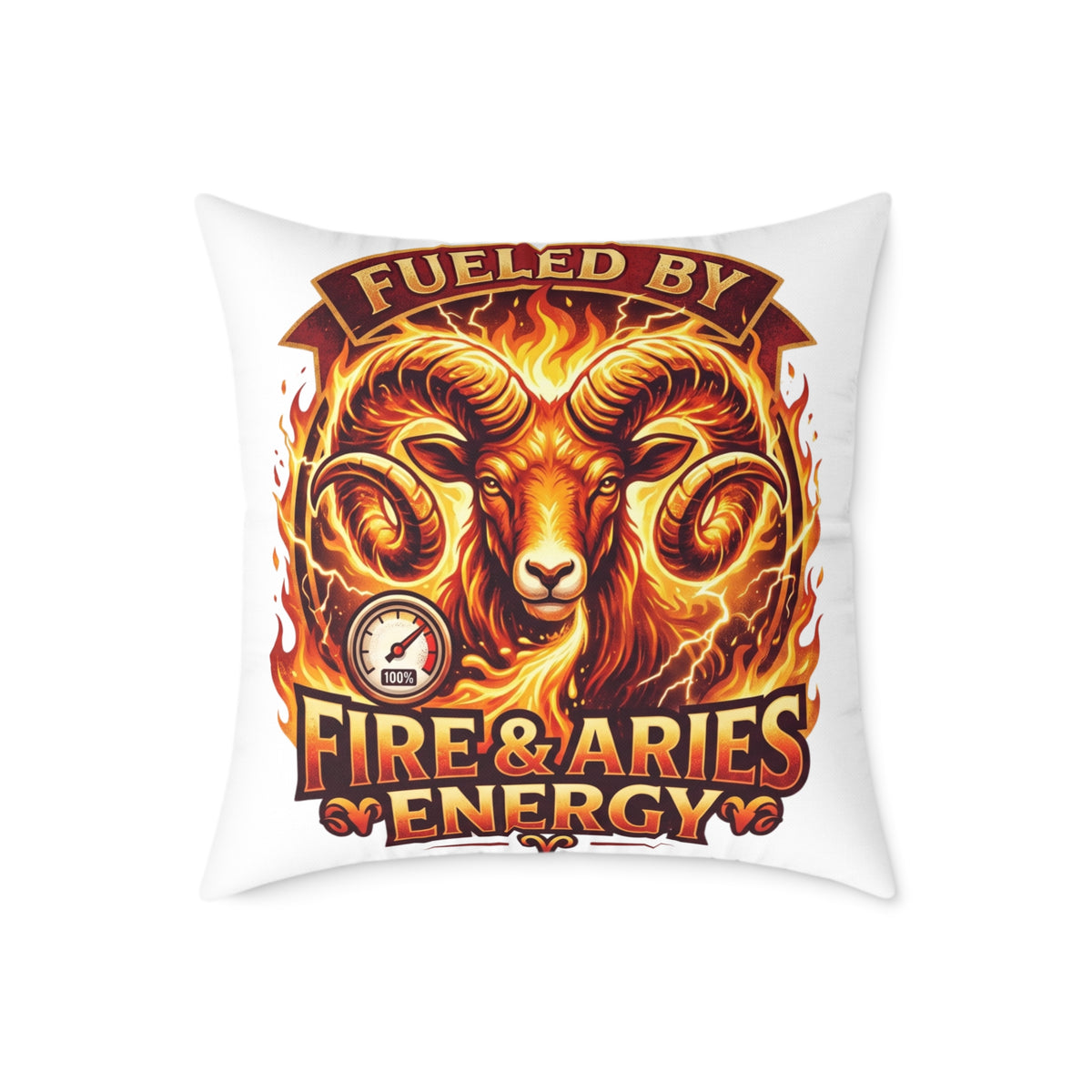 Zodiac Aries Pillow Fueled By Fire And Aries Energy Square Poly Canvas Pillow