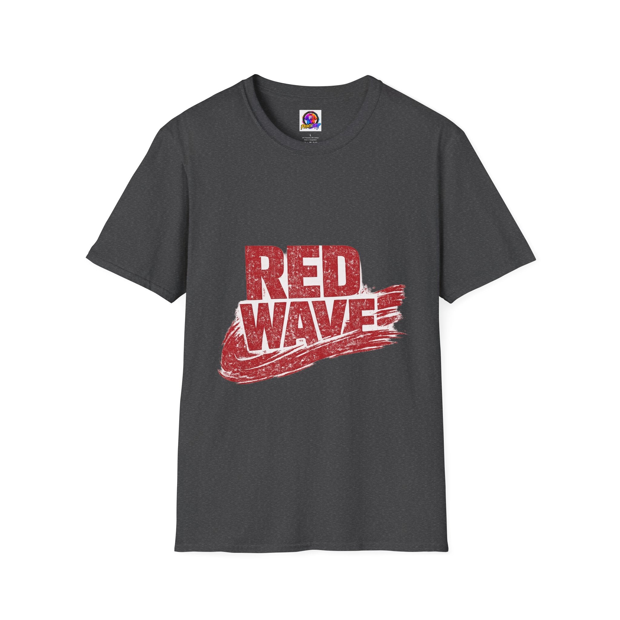 South Korea Red Wave Graphic T‑Shirt — Vintage Distressed Logo Tee