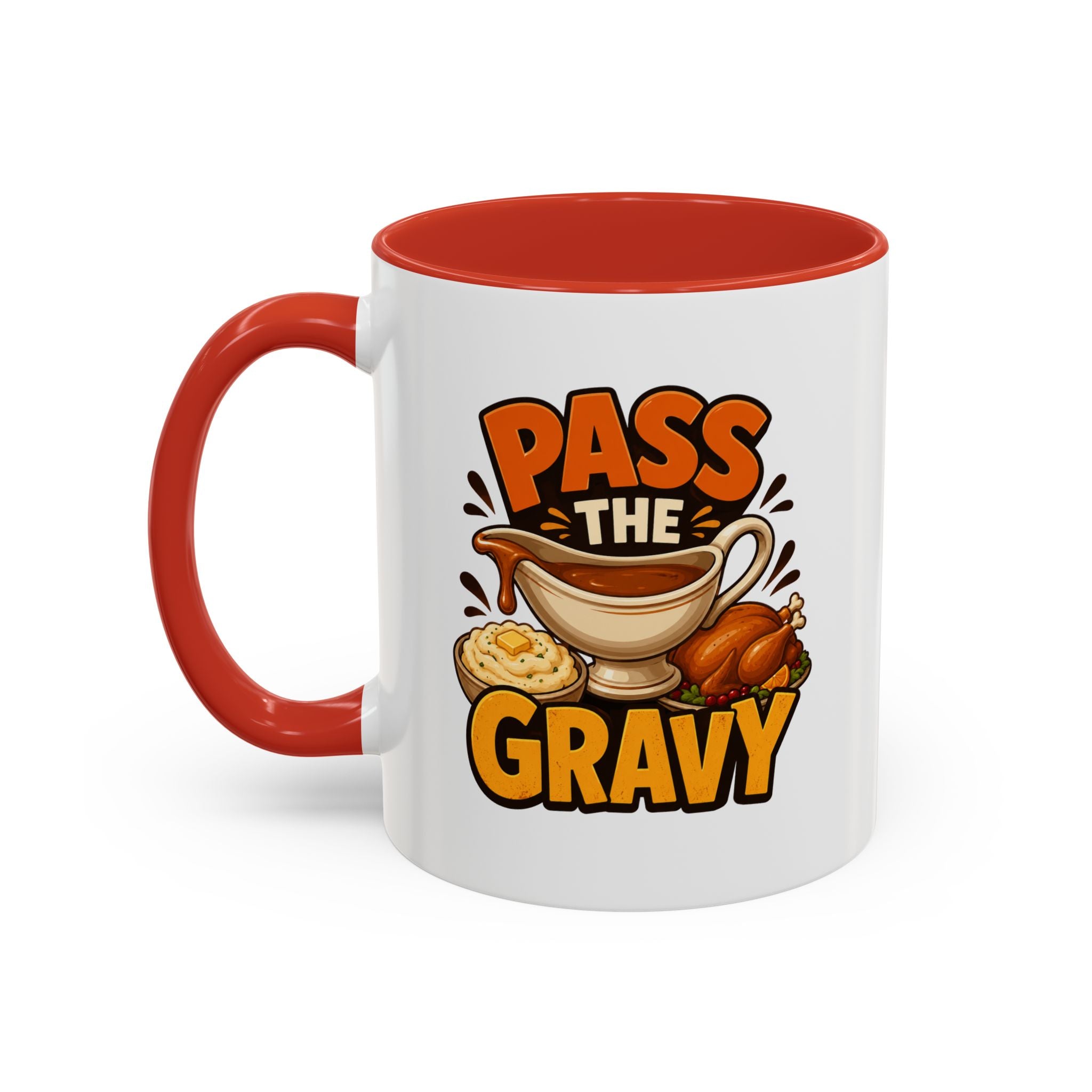 Thanksgiving Mug Pass the Gravy Coffee Mug — Thanksgiving Turkey & Gravy Bowl Accent Mug