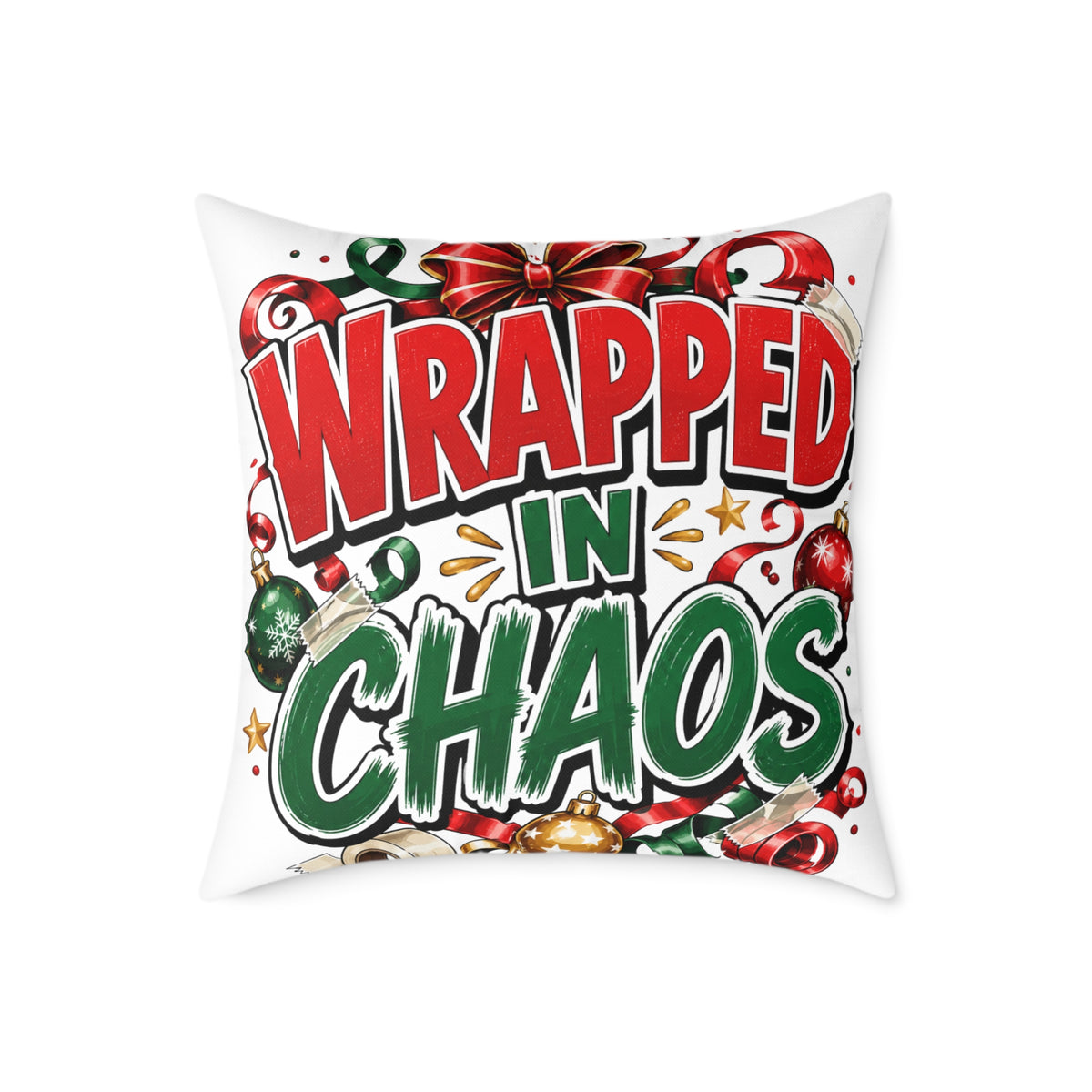 Christmas Wrapped in Chaos Holiday Throw Pillow